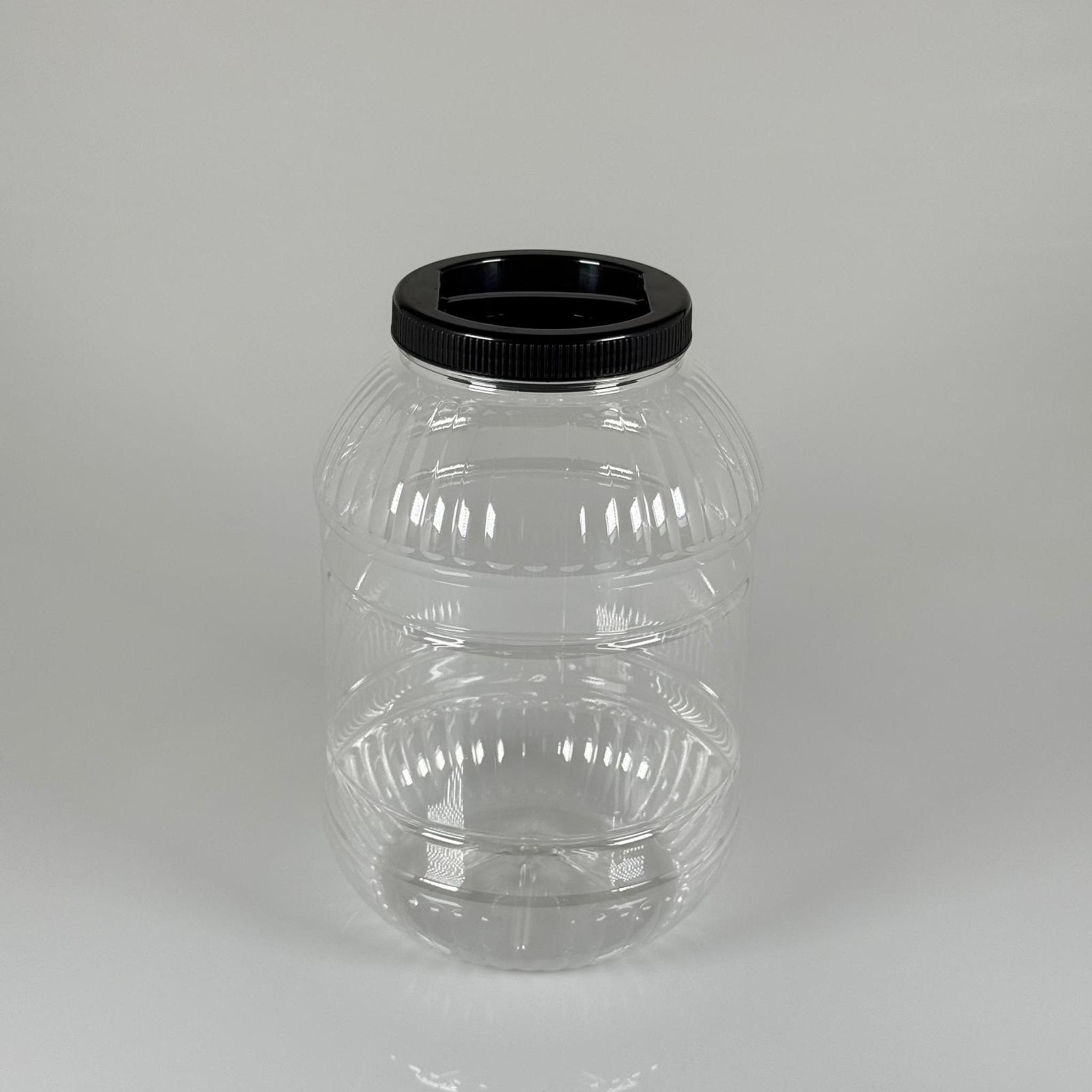 5 LİTRE PET KAVANOZ - SİYAH KAPAKLI - PLASTİK KAVANOZ - 5 LT PET BİDON - 5000 CC YUVARLAK KAVANOZ 110 MM AĞIZ- TURŞU, ZEYTİN VB İÇİN BOŞ PLASTİK BİDONLARI