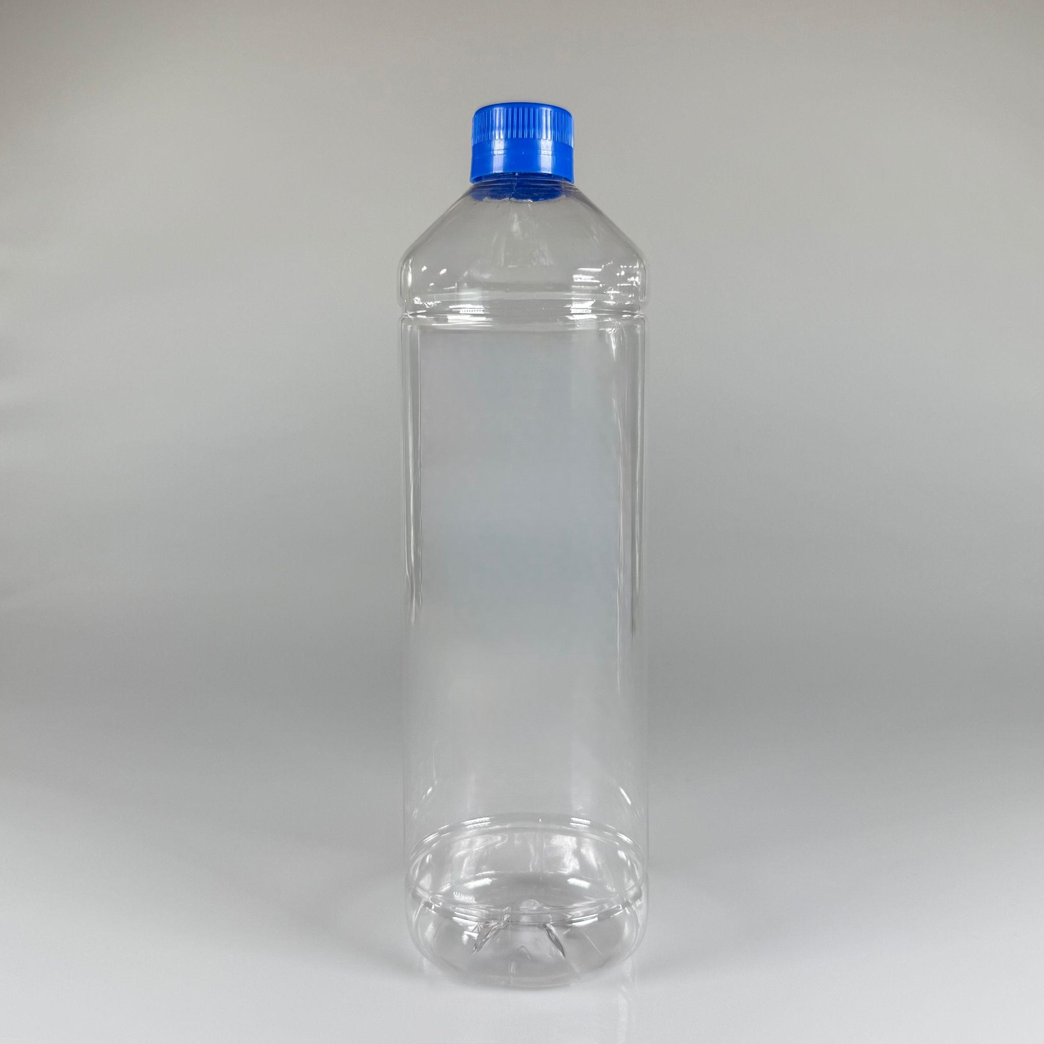 1000 CC DÜZ MODEL PET ŞİŞE (28 AĞIZ) - 1 LİTRE PET ŞİŞE MAVİ CONTALI KİLİTLİ KAPAKLI