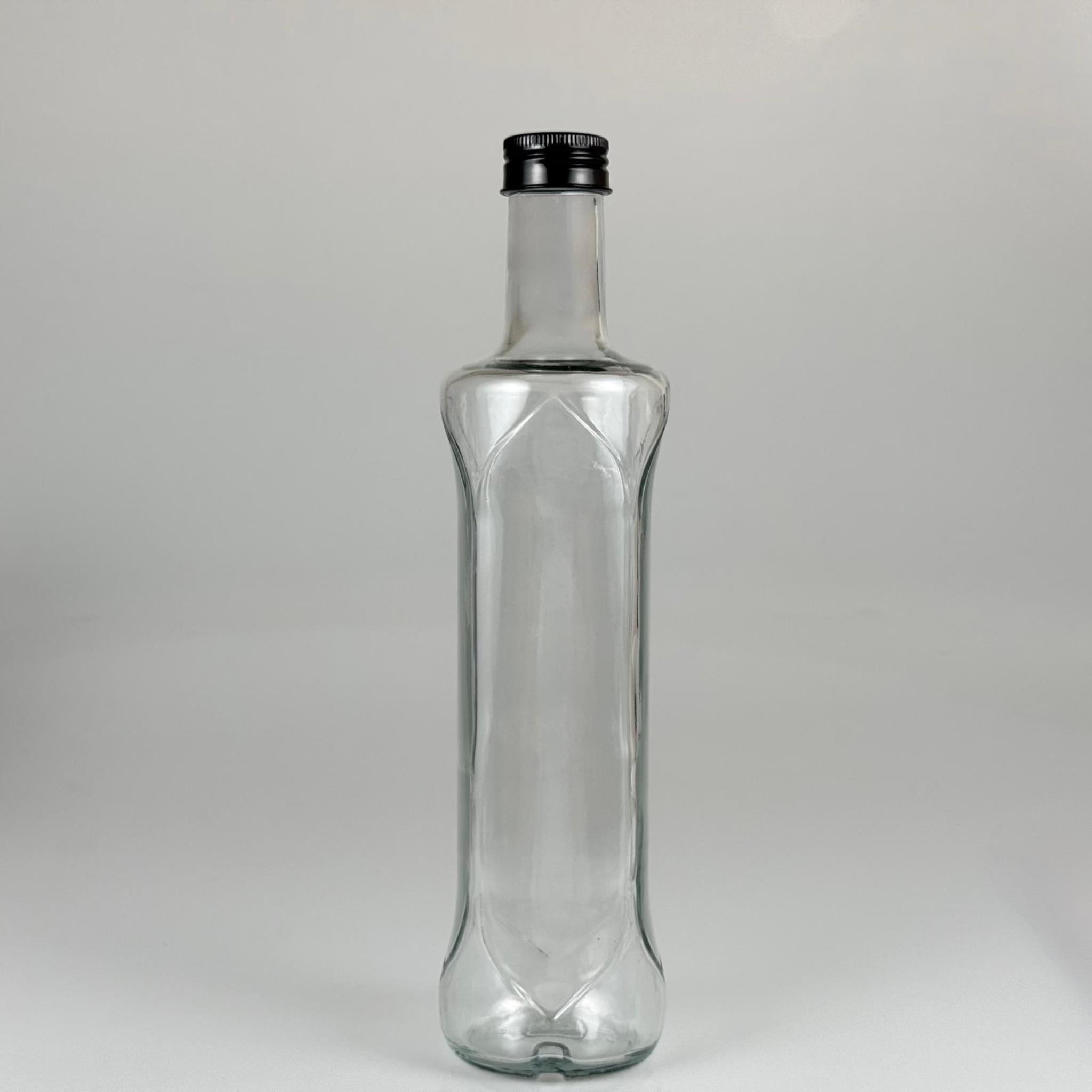 500 CC DESENLİ DORİKA CAM ŞİŞE - SİYAH METAL ALÜMİNYUM KAPAKLI - 500 ML DORİKA YAĞ ŞİŞESİ - SİRKE ŞİŞESİ