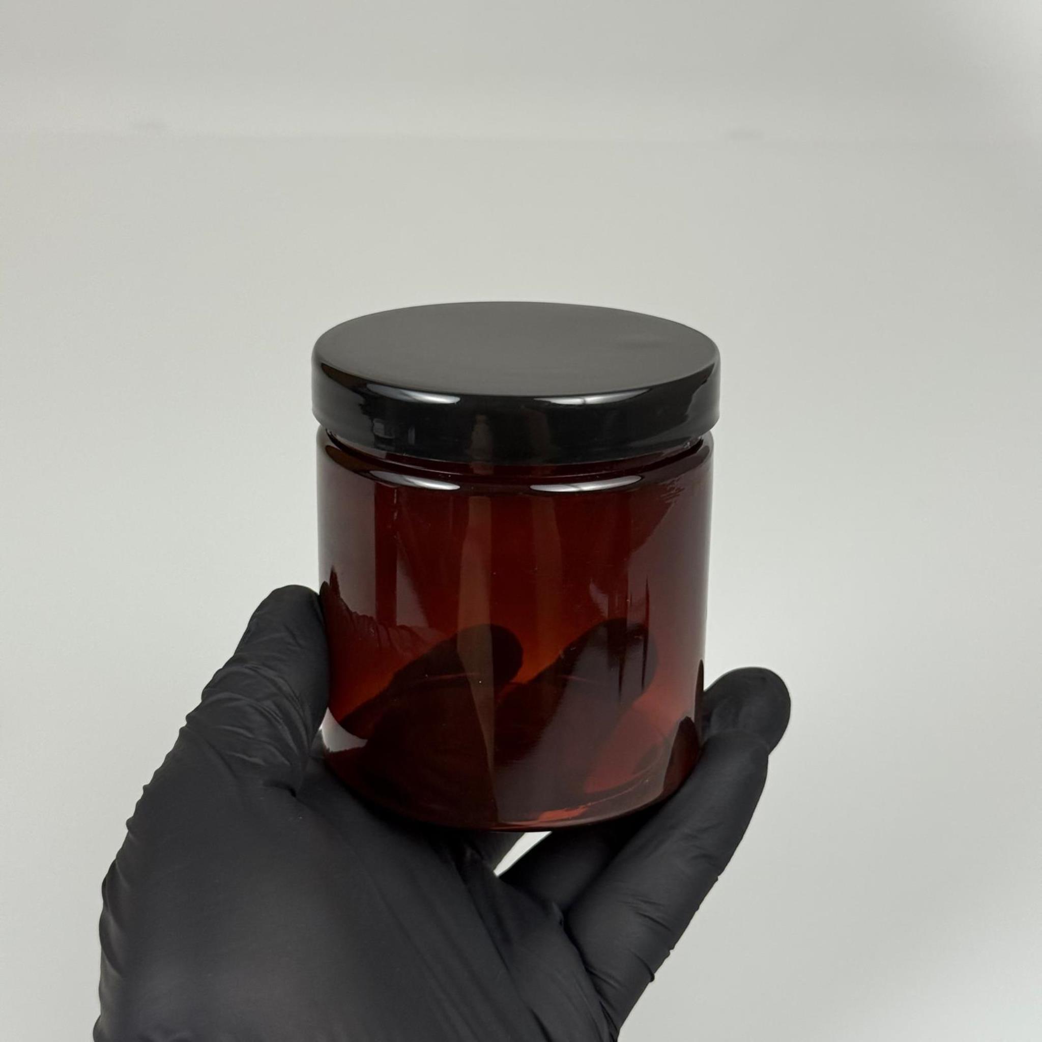 250 ML SERT PET KAVANOZ + SİYAH PLASTİK KAPAK + İÇ TIPA - 250 CC KALIN AMBER PLASTİK KAVANOZ SİYAH PLASTİK KAPAKLI İÇ TIPALI TAKIM - KREM KAVANOZLARI