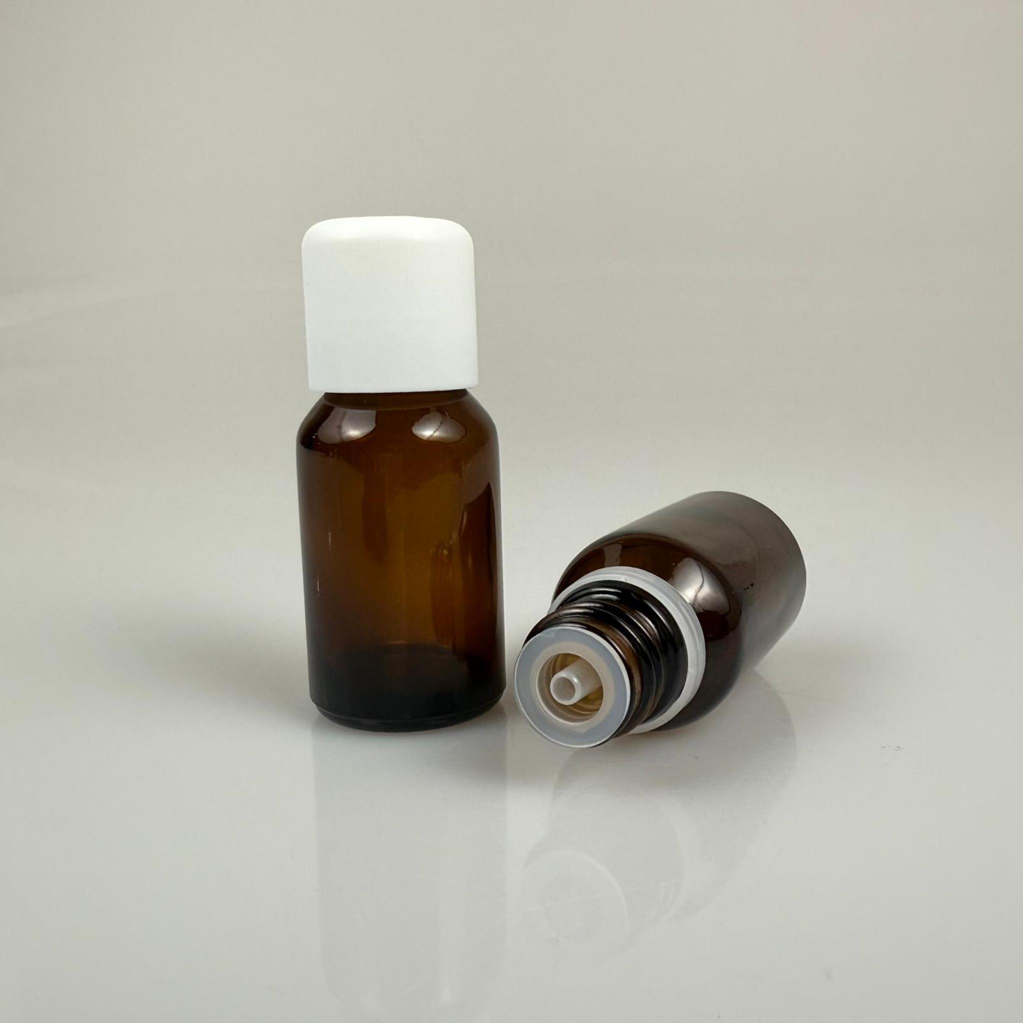 15 CC AMBER CAM ŞİŞE + İÇTEN DAMLALIKLI ÇOCUK KİLİTLİ BEYAZ KAPAK - KAHVERENGİ 15 ML KİLİT KAPAKLI DAMLATMALI ŞİŞE