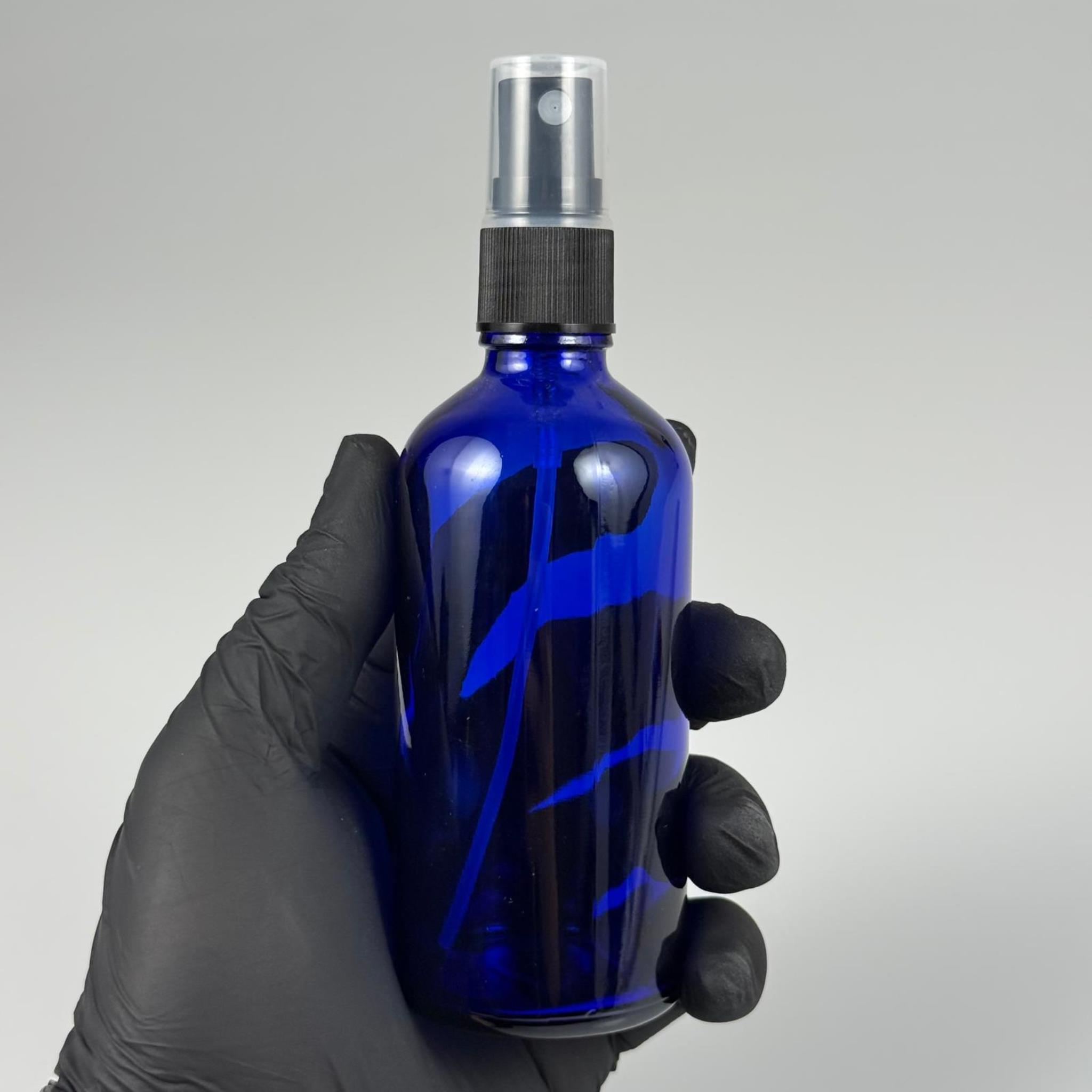 100 CC MAVİ CAM ŞİŞE SİYAH SPREYLİ TAKIM - 100 ML SPREYLİ ŞİŞE