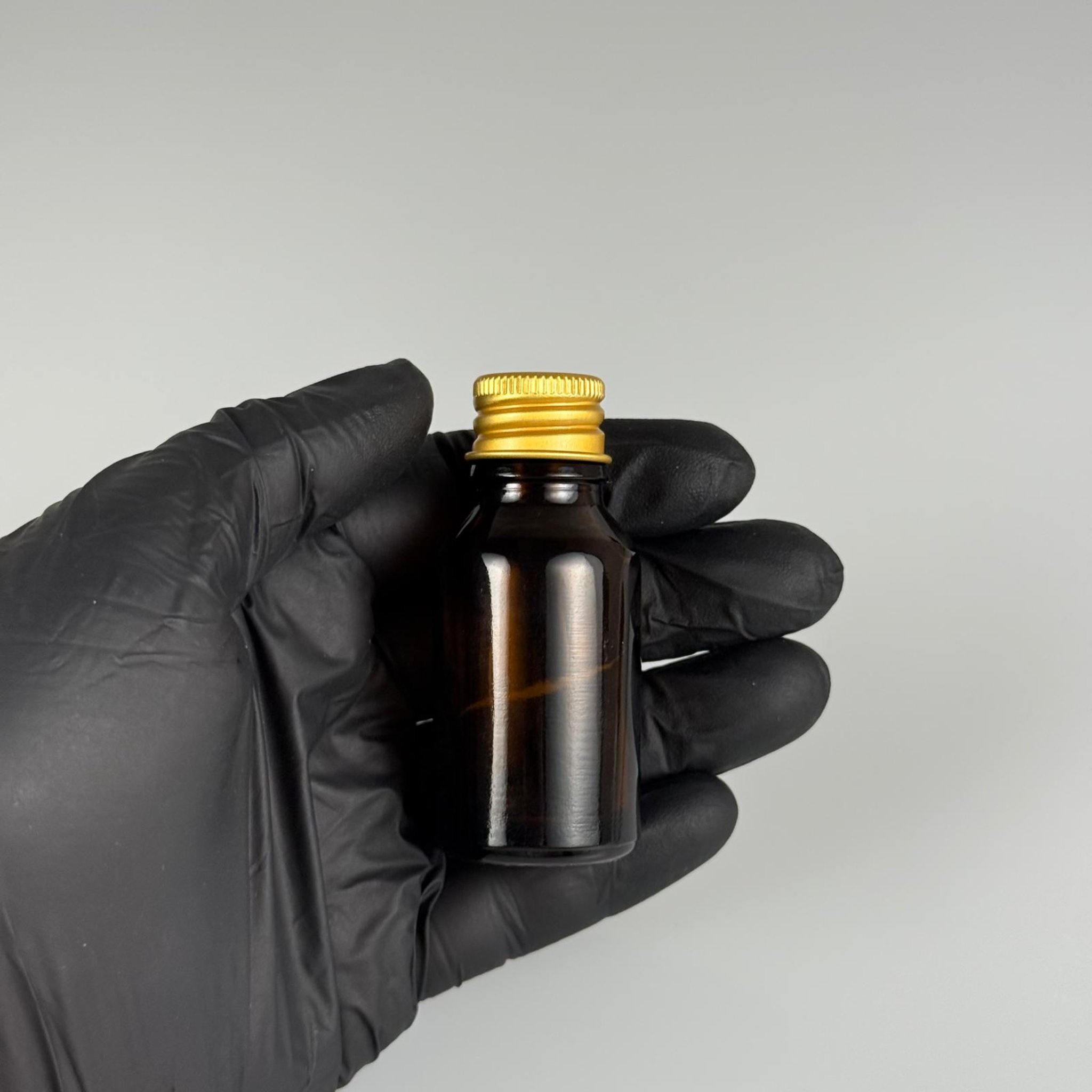 15 CC AMBER CAM ŞİŞE + KÖPÜK CONTALI GOLD ALÜMİNYUM METAL KAPAKLI TAKIM - 15 ML KAHVERENGİ CAM ŞİŞE