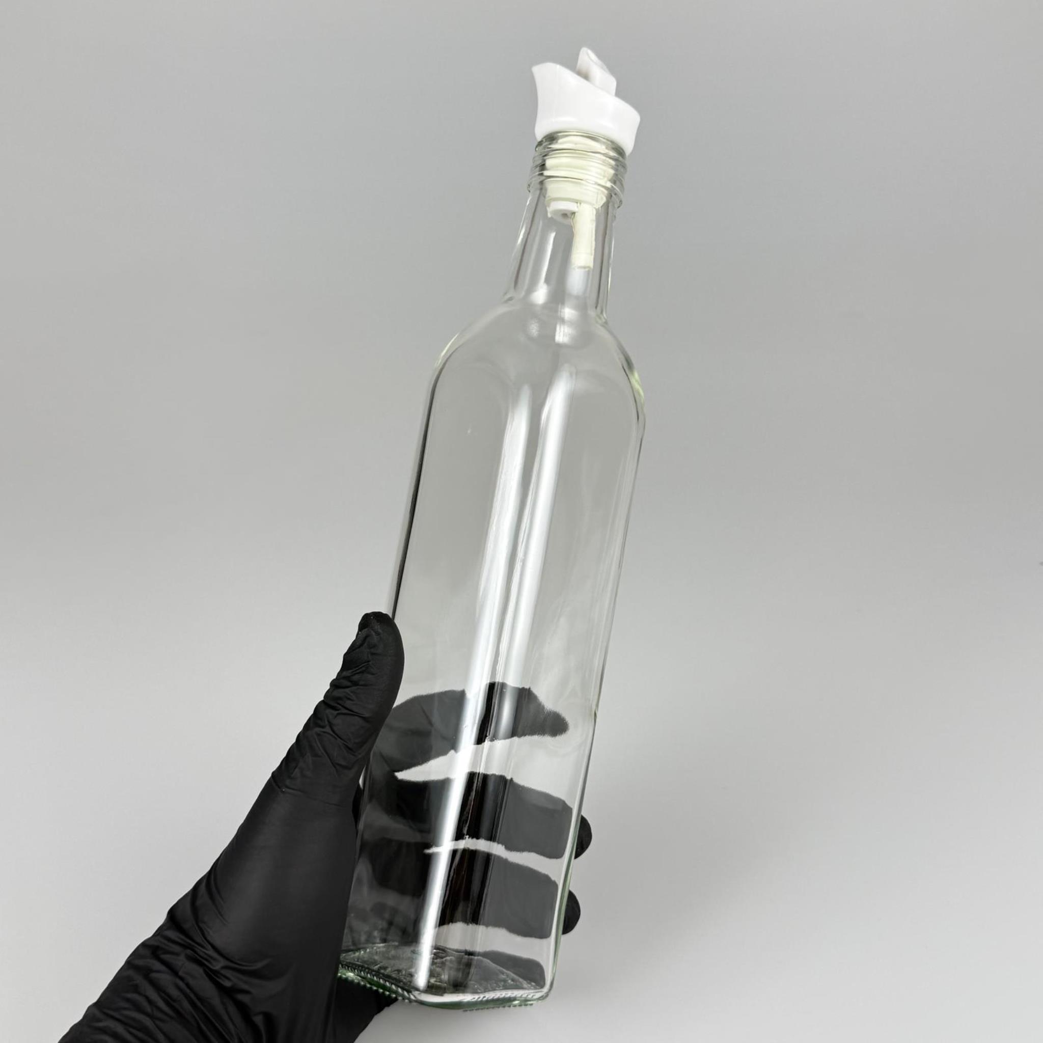 Akıtmaz Kapaklı Şık Cam Yağlık – Zeytinyağı ve Sirke İçin - Restoran Tipi 500 ML Şeffaf Maraska Kare Yağdanlık Beyaz Akıtıcı Başlıklı