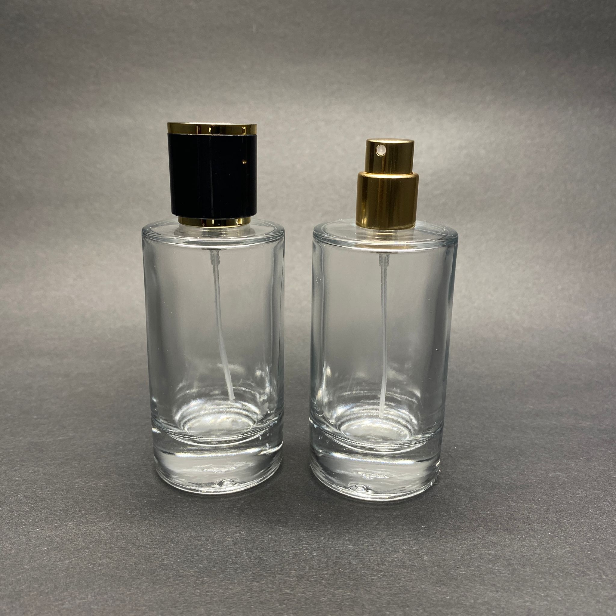 50 ML SİLİNDİR MODEL MARS PARFÜM ŞİŞESİ - GOLD METAL SPREYLİ + GOLD SİYAH KAPAKLI (AĞIZ 15 MM GEÇME KOLAY KAPAMA)