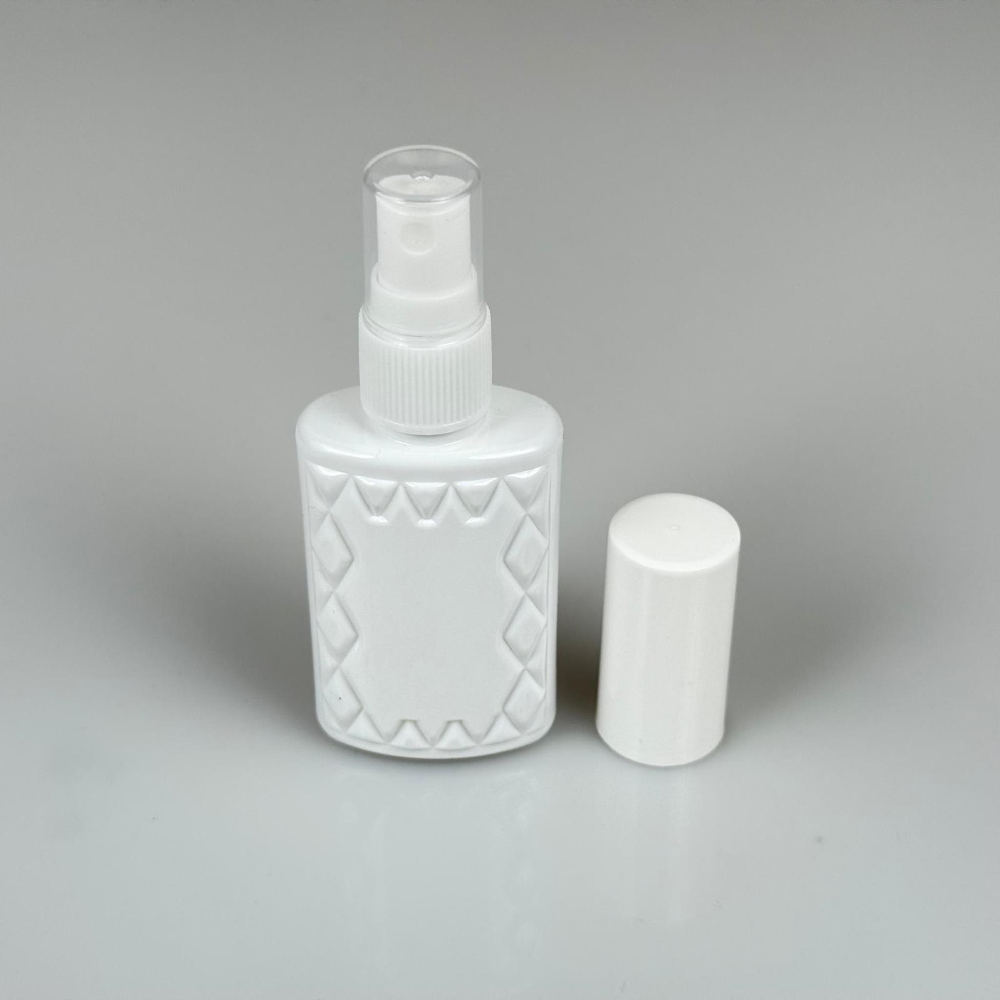 50 CC BEYAZ PET KÖŞELİ PARFÜM ŞİŞESİ - BEYAZ SPREYLİ - BEYAZ KORUMA KAPAKLI - 50 ML PLASTİK PARFÜM - KOLONYA ŞİŞESİ