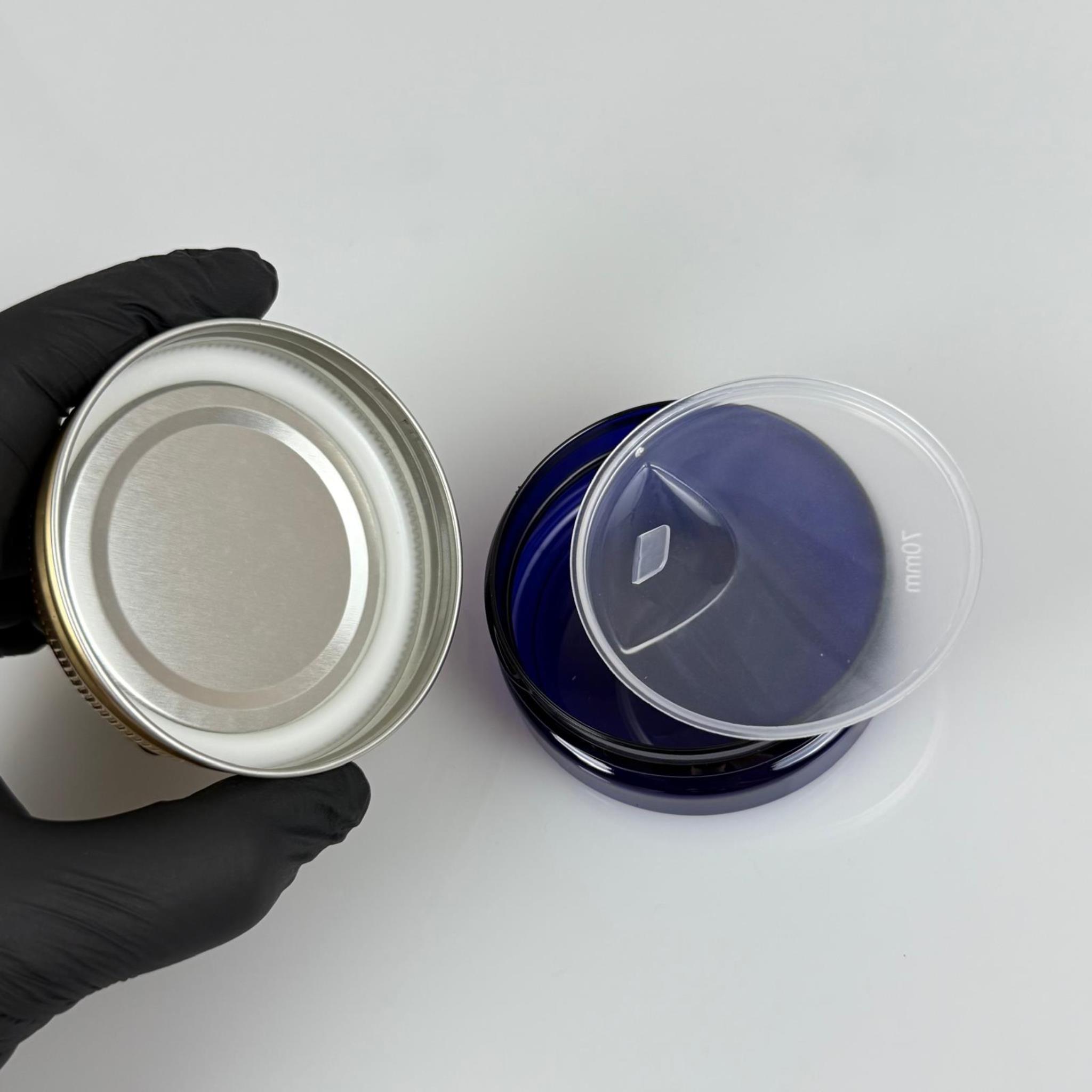 50 ML SERT PET KAVANOZ + GOLD METAL KAPAK + İÇ TIPA - 50 CC KALIN MAVİ PLASTİK KAVANOZ GOLD METAL KAPAKLI İÇ TIPALI TAKIM - KREM KAVANOZLARI