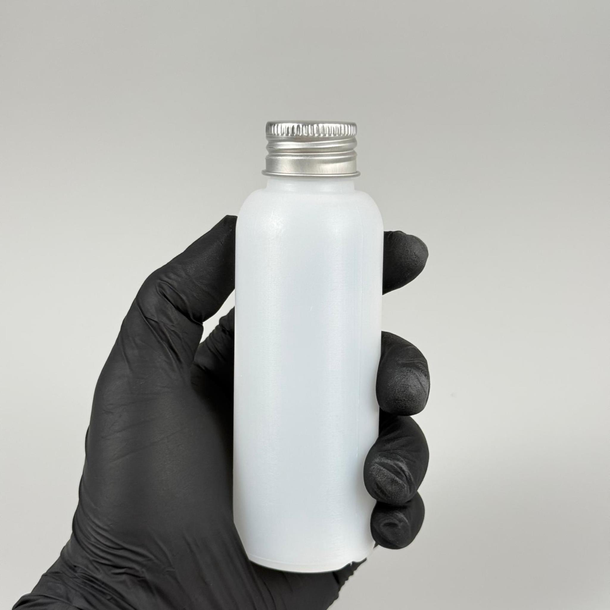 100 CC NATÜREL SERT POLİETİLEN ŞİŞE + GÜMÜŞ METAL KAPAKLI ( 24 MM ) - 100 ML SERT POLİETİLEN ŞİŞE