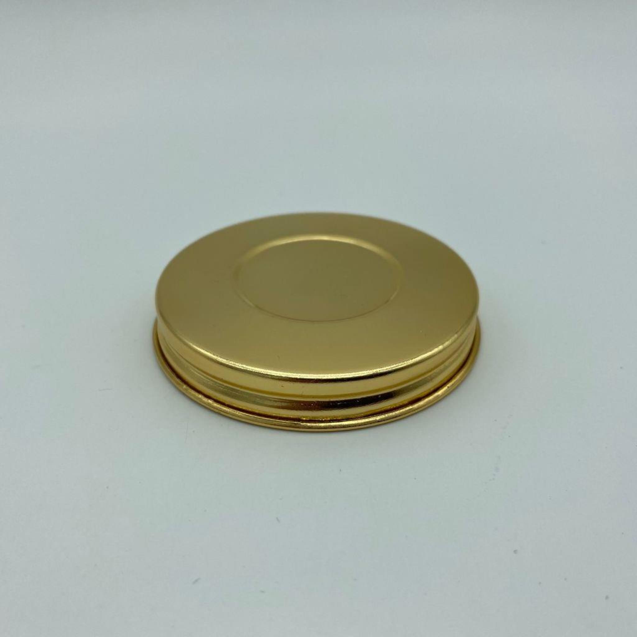 57 MM VİDALI GOLD PARLAK METAL KAPAK (ŞİŞECAM 50 CC CAM KREM KAVANOZU UYUMLU)
