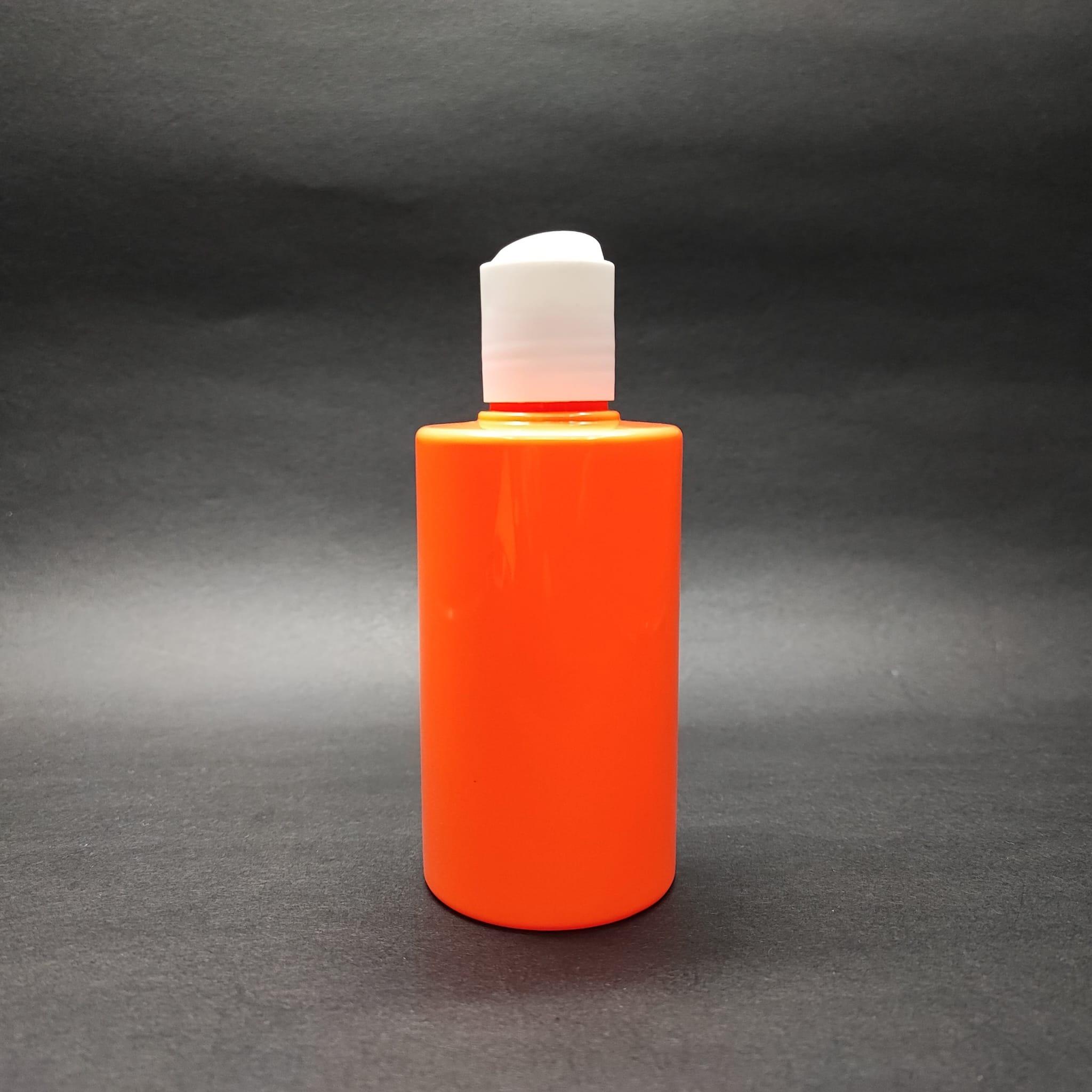 200 CC KÜT BOYUNLU UZUN SİLİNDİR PET ŞİŞE (24 GR) - BEYAZ DİSKTOP ŞAMPUAN KAPAKLI - 200 ML PLASTİK ŞİŞE - TURUNCU