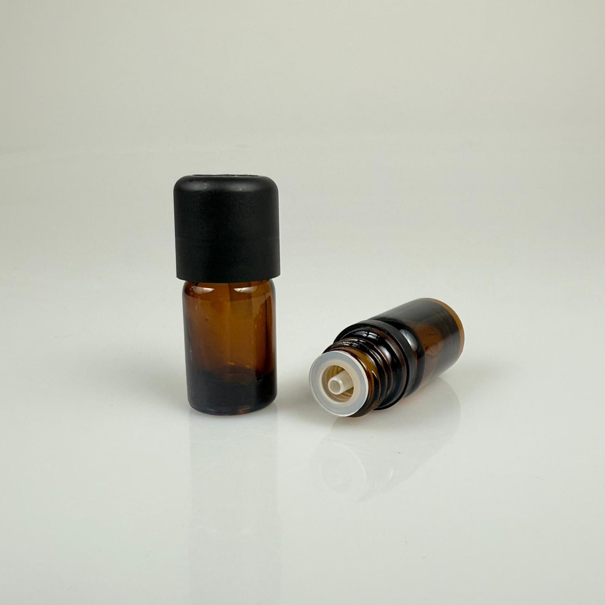 5 CC AMBER CAM ŞİŞE + İÇTEN DAMLALIKLI ÇOCUK KİLİTLİ SİYAH KAPAK - KAHVERENGİ 5 ML KİLİT KAPAKLI DAMLATMALI ŞİŞE