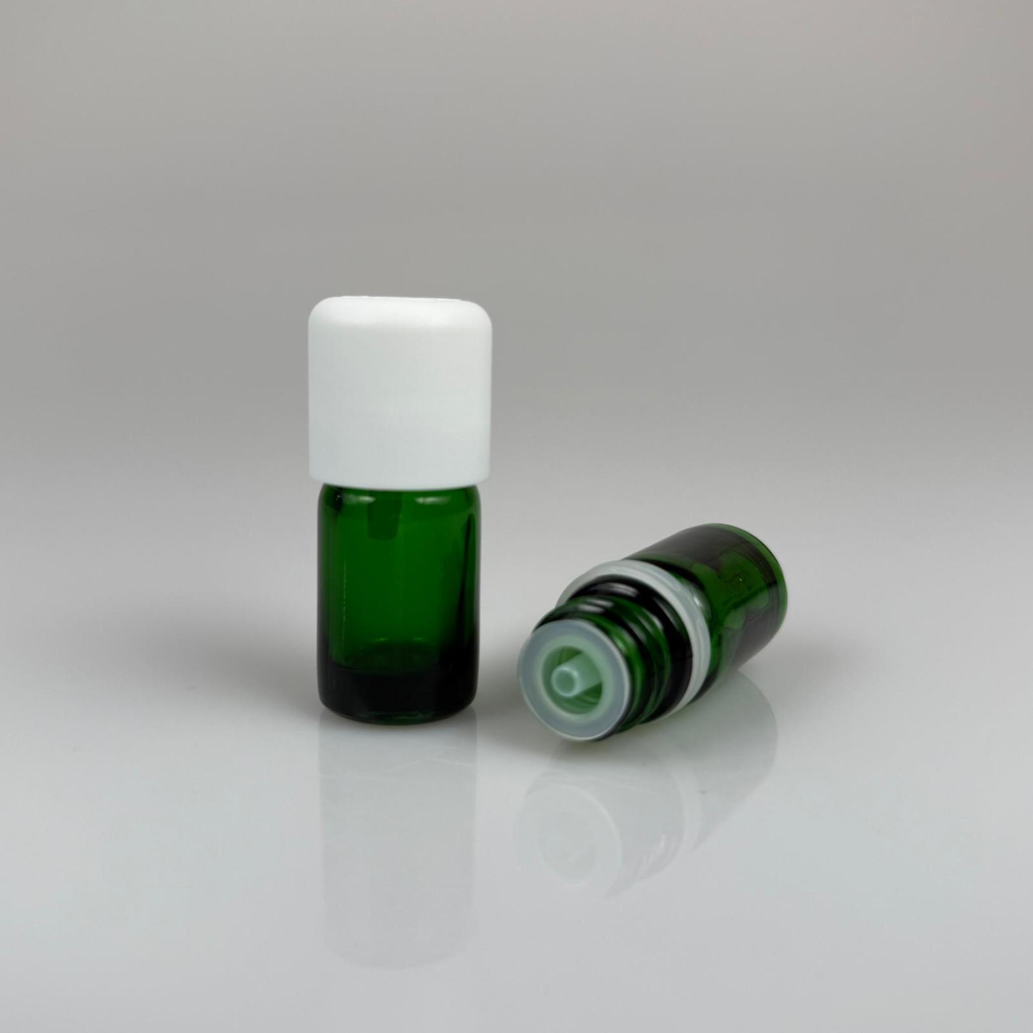 5 CC YEŞİL CAM ŞİŞE + İÇTEN DAMLALIKLI ÇOCUK KİLİTLİ BEYAZ KAPAK - YEŞİL 5 ML KİLİT KAPAKLI DAMLATMALI ŞİŞE