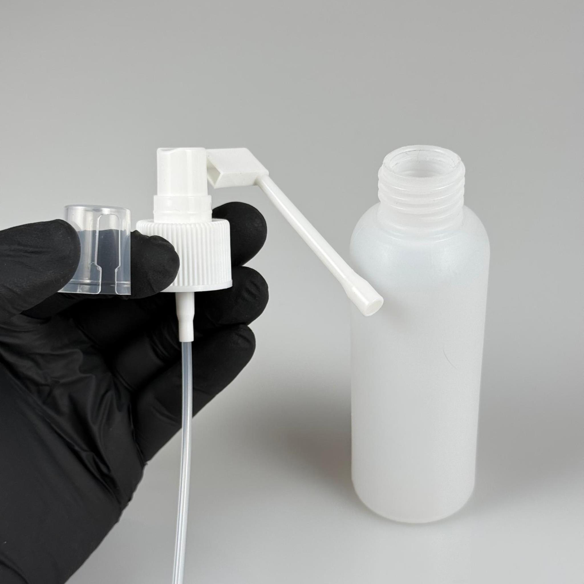 100 CC NATÜREL SERT POLİETİLEN ŞİŞE + BEYAZ ORAL BOĞAZ SPREYLİ -  24 MM  - 100 ML SERT POLİETİLEN ŞİŞE