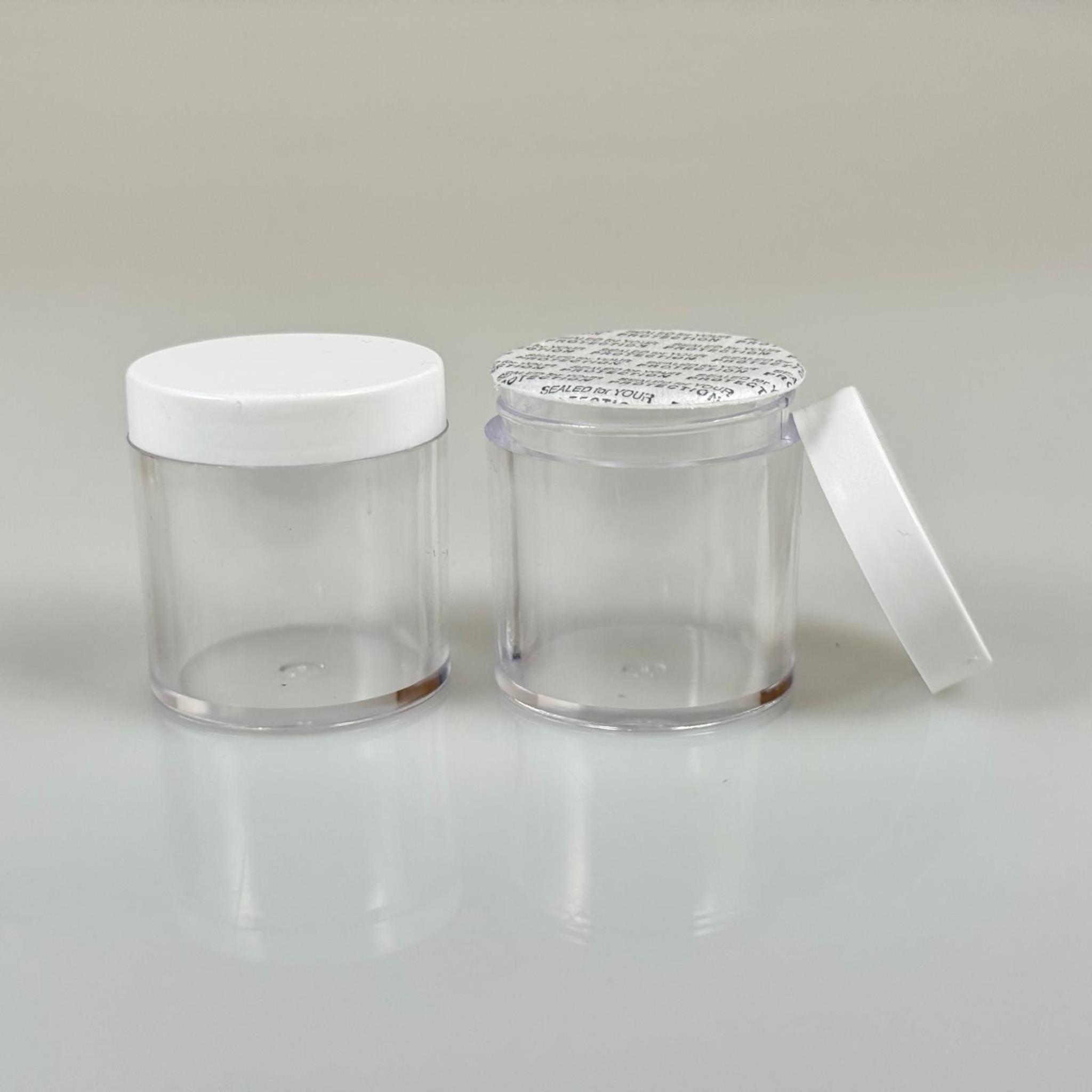 30 CC KRİSTAL KAVANOZ - BEYAZ KAPAKLI + KENDİNDEN YAPIŞKANLI KÖPÜK CONTALI - 30 ML KREM KAVANOZ KALIN ŞEFFAF PLASTİK MİKA AKRİLİK