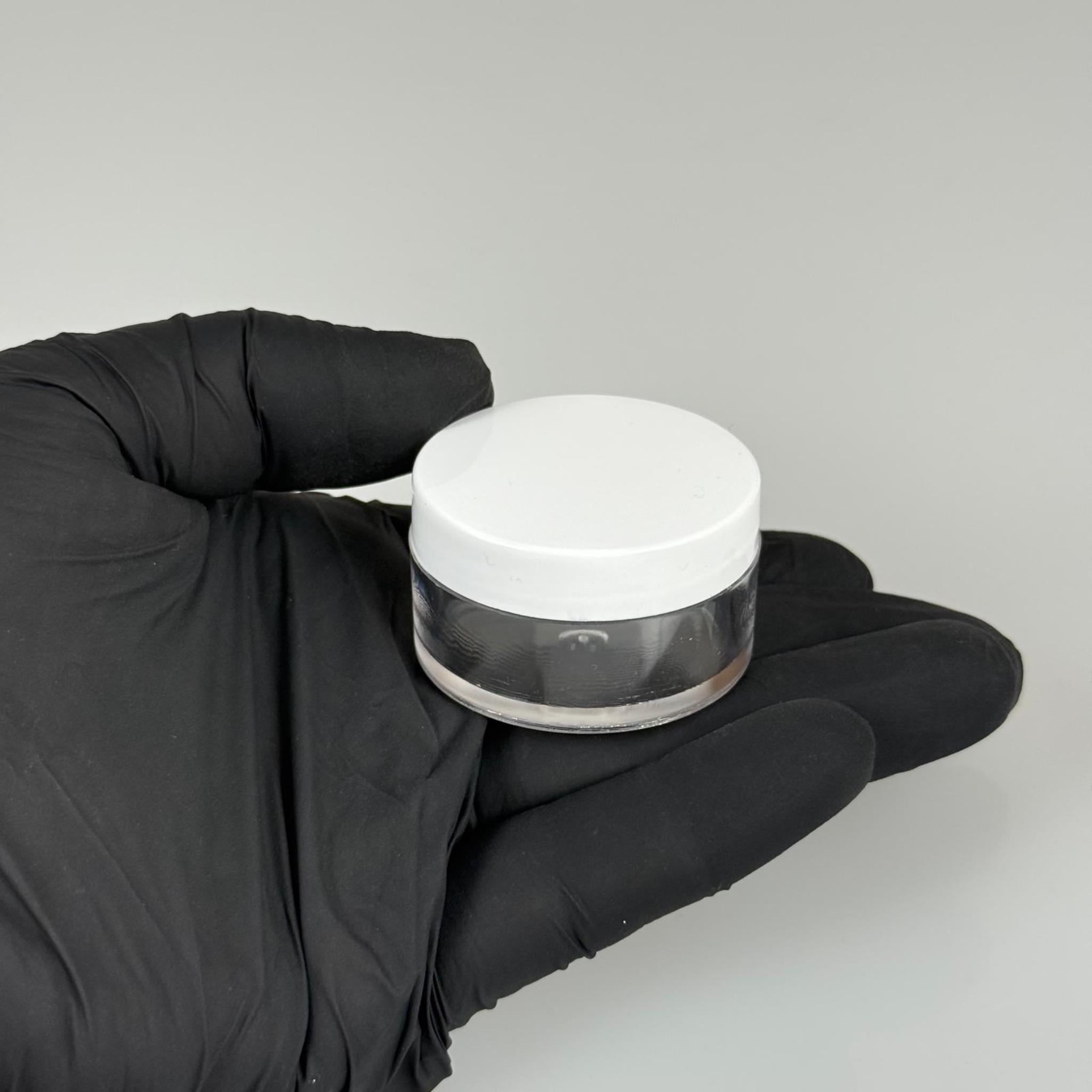 10 CC KRİSTAL KAVANOZ - BEYAZ KAPAKLI + KENDİNDEN YAPIŞKANLI KÖPÜK CONTALI - 10 ML KREM KAVANOZ KALIN ŞEFFAF PLASTİK MİKA AKRİLİK
