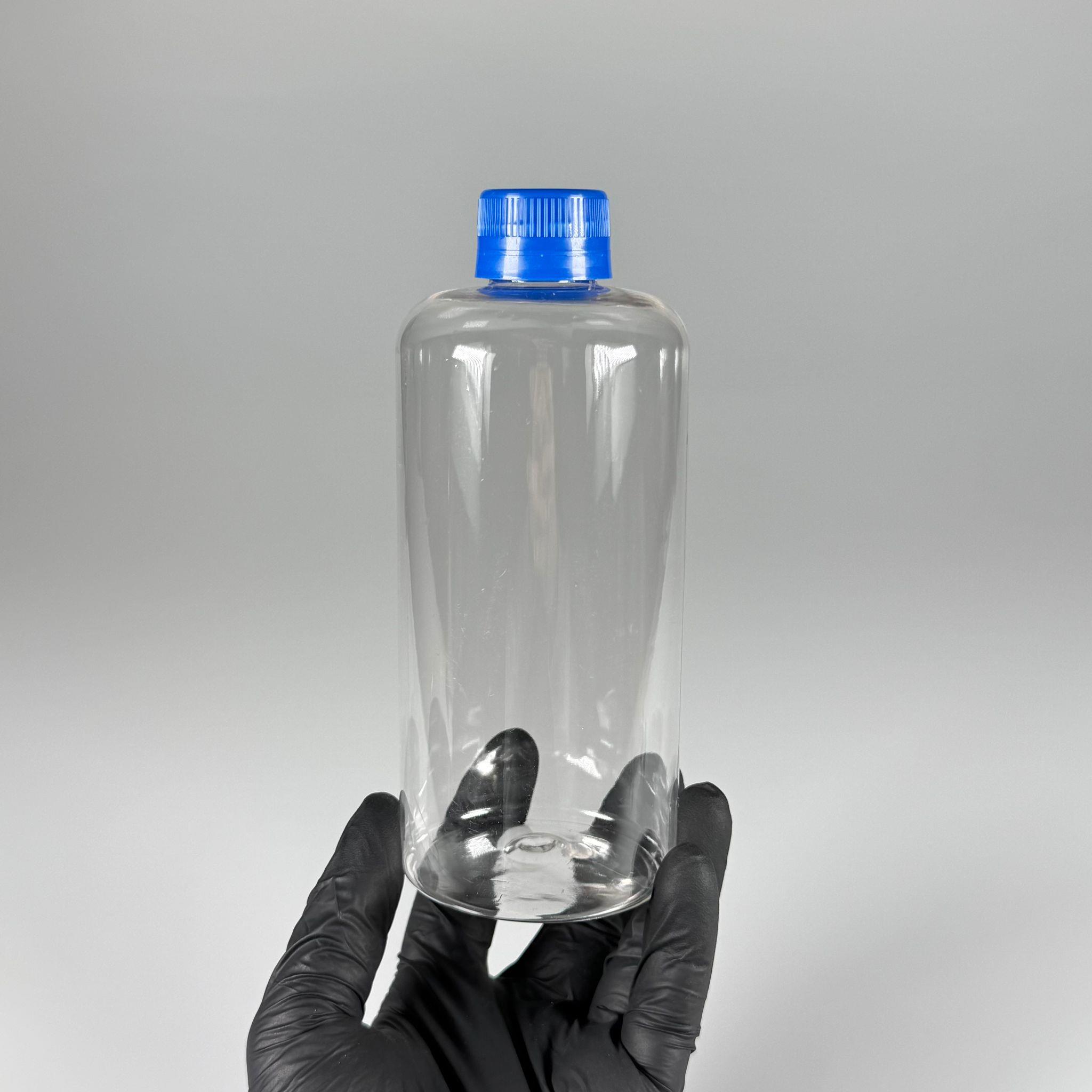 500 CC UZUN SİLİNDİR PET ŞİŞE KALIN (26 GR) - MAVİ KİLİTLİ KAPAKLI - 28 AĞIZ - 500 ML PET ŞİŞE