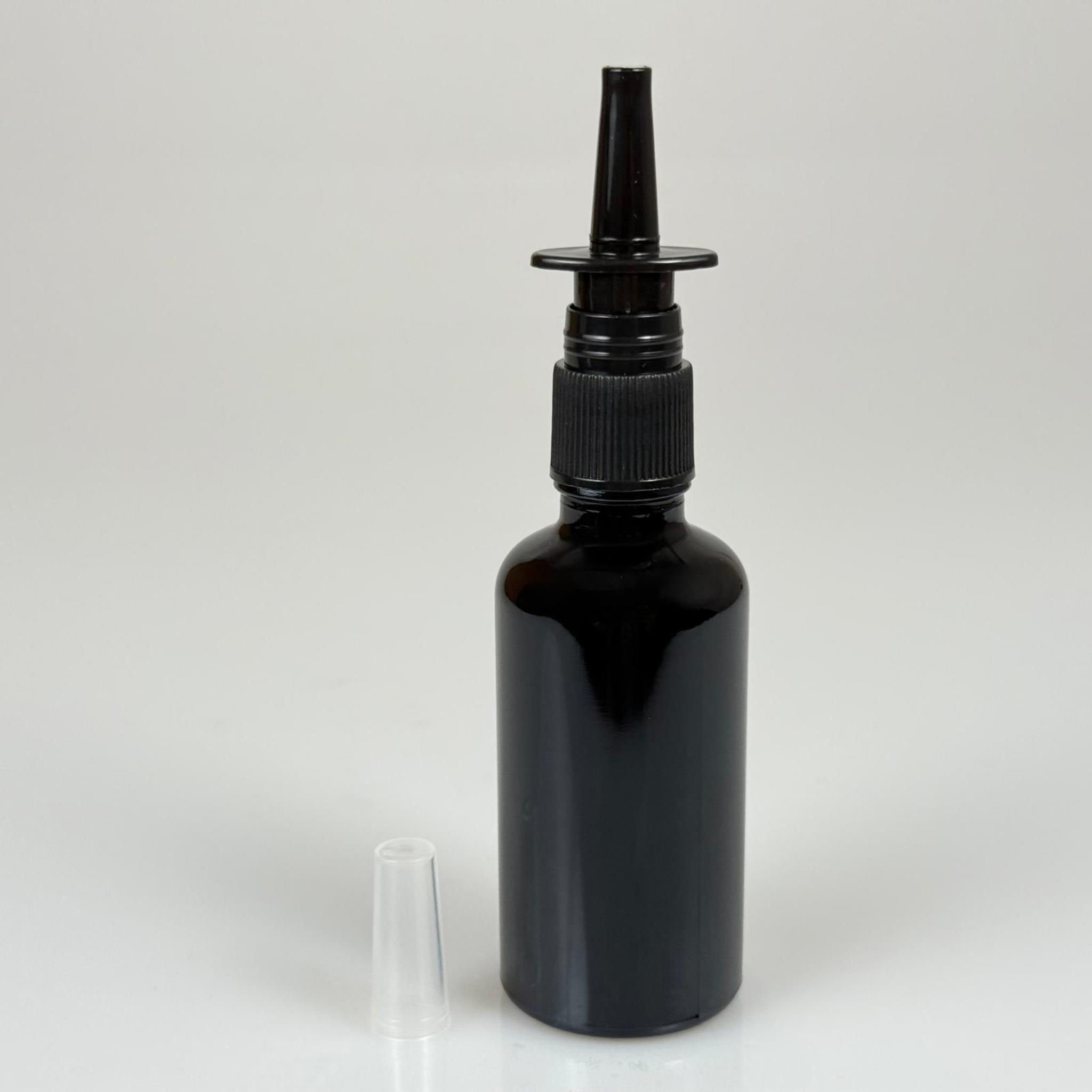 50 CC SİYAH CAM ŞİŞE - SİYAH NAZAL BURUN SPREYLİ TAKIM - 50 ML BURUN SPREYLİ CAM ŞİŞE