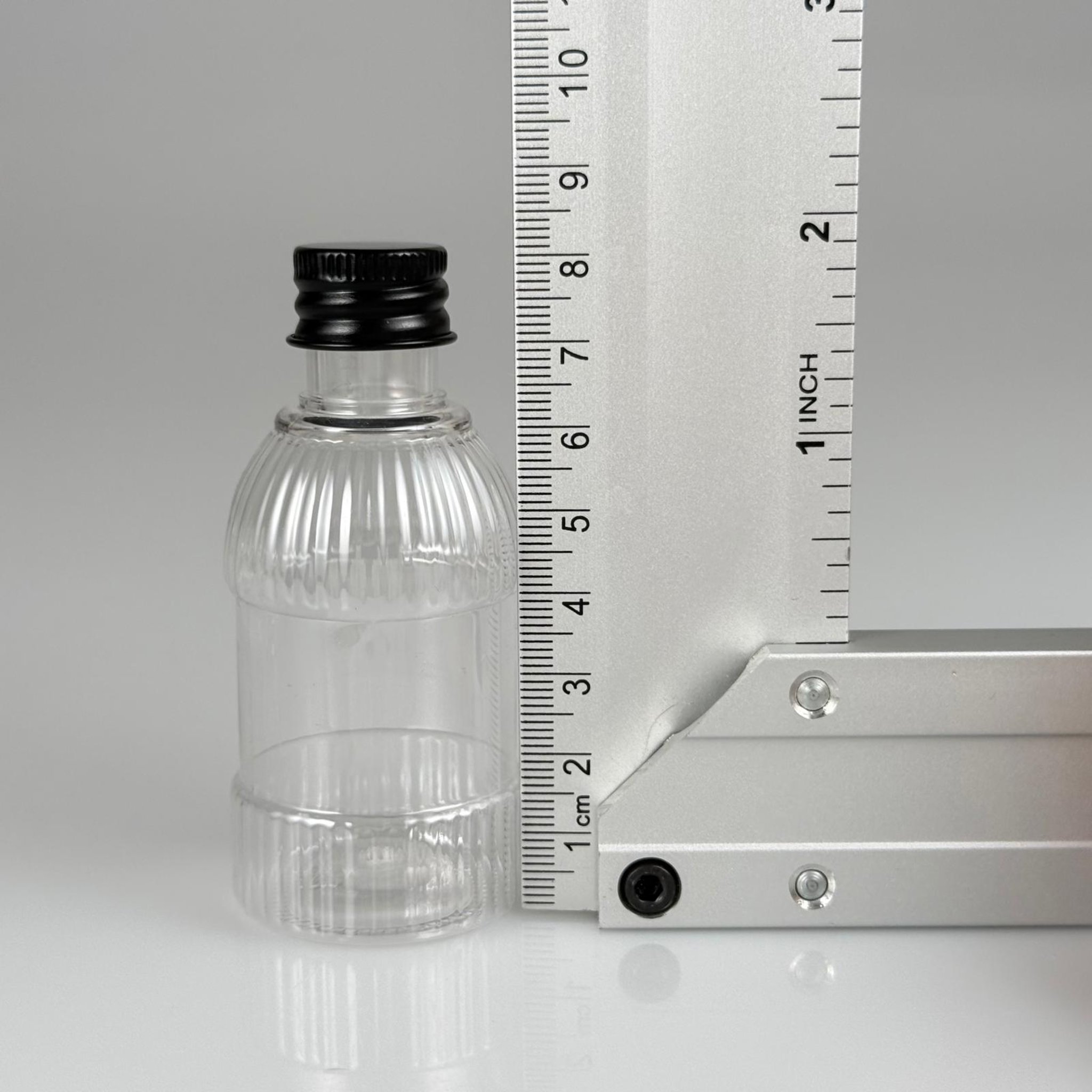 50 CC MANDALİNA MODEL PET ŞİŞE + KÖPÜK CONTALI SİYAH ALÜMİNYUM METAL KAPAKLI + KOLONYA TIPALI TAKIM - 50 ML TOMBUL PET ŞİŞE