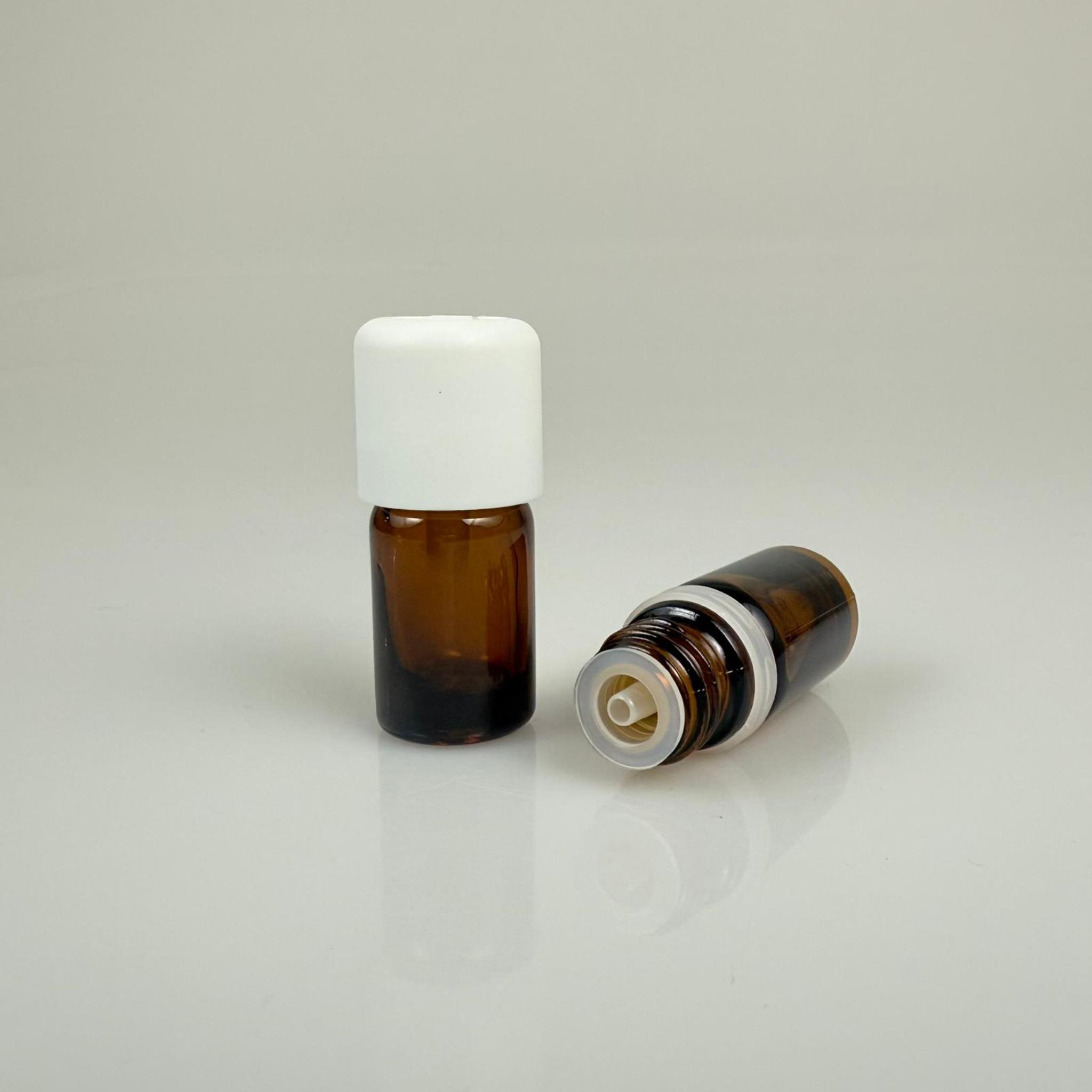 5 CC AMBER CAM ŞİŞE + İÇTEN DAMLALIKLI ÇOCUK KİLİTLİ BEYAZ KAPAK - KAHVERENGİ 5 ML KİLİT KAPAKLI DAMLATMALI ŞİŞE