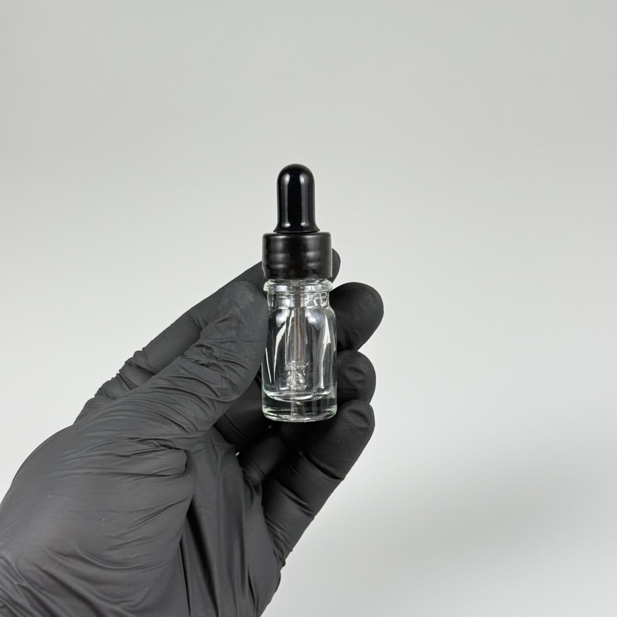 5 CC ŞEFFAF CAM DAMLALIKLI ŞİŞE - SİYAH EMZİK + SİYAH DÜZ KAPAK + CAM PİPET TAKIM - 5 ML DAMLALIKLI ŞİŞE SETİ