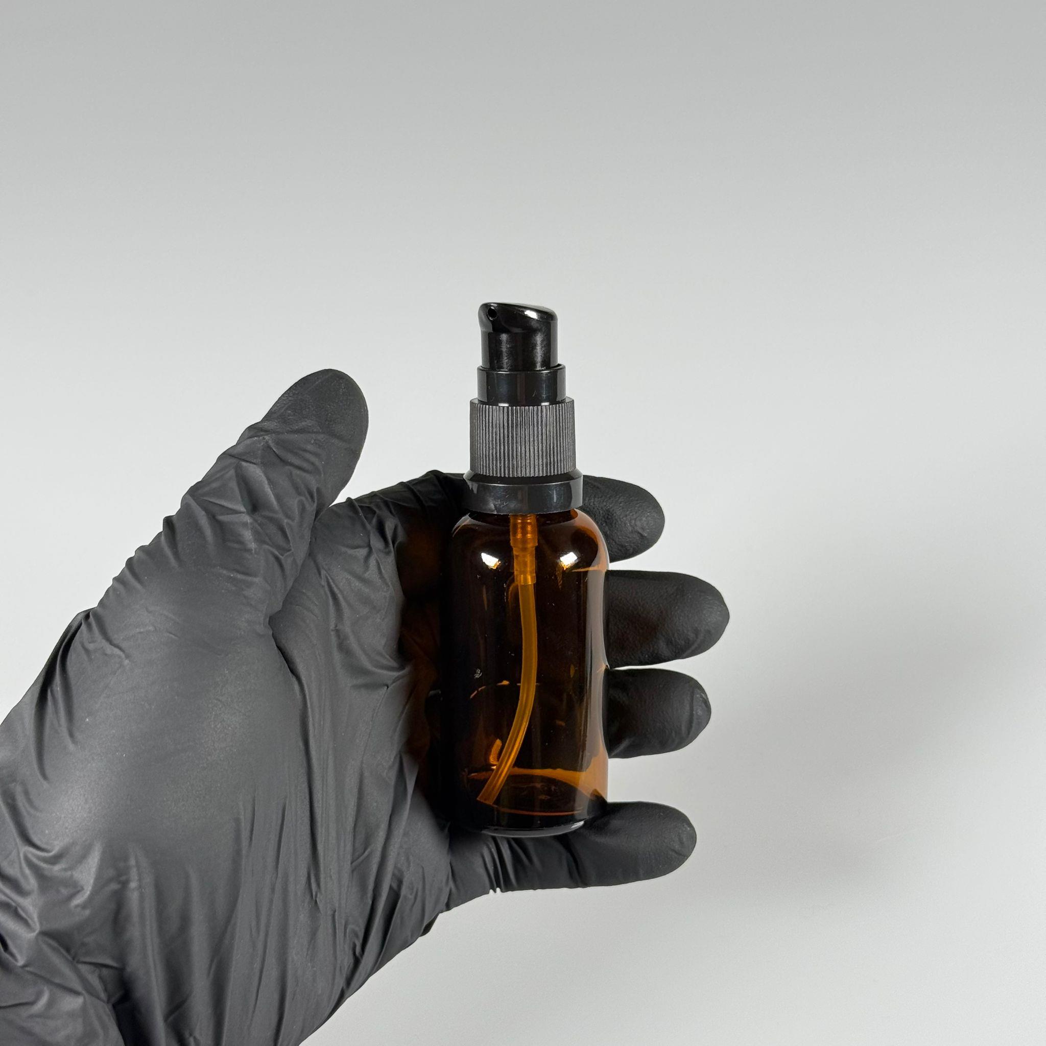 30 CC AMBER CAM ŞİŞE - SIZDIRMAZ ETEKLİ SİYAH LOSYON POMPALI TAKIM - 30 ML LOSYON ŞİŞESİ - YAĞ, KREM GİBİ YOĞUN KIVAMLI SIVILAR İÇİN CAM AMBALAJ