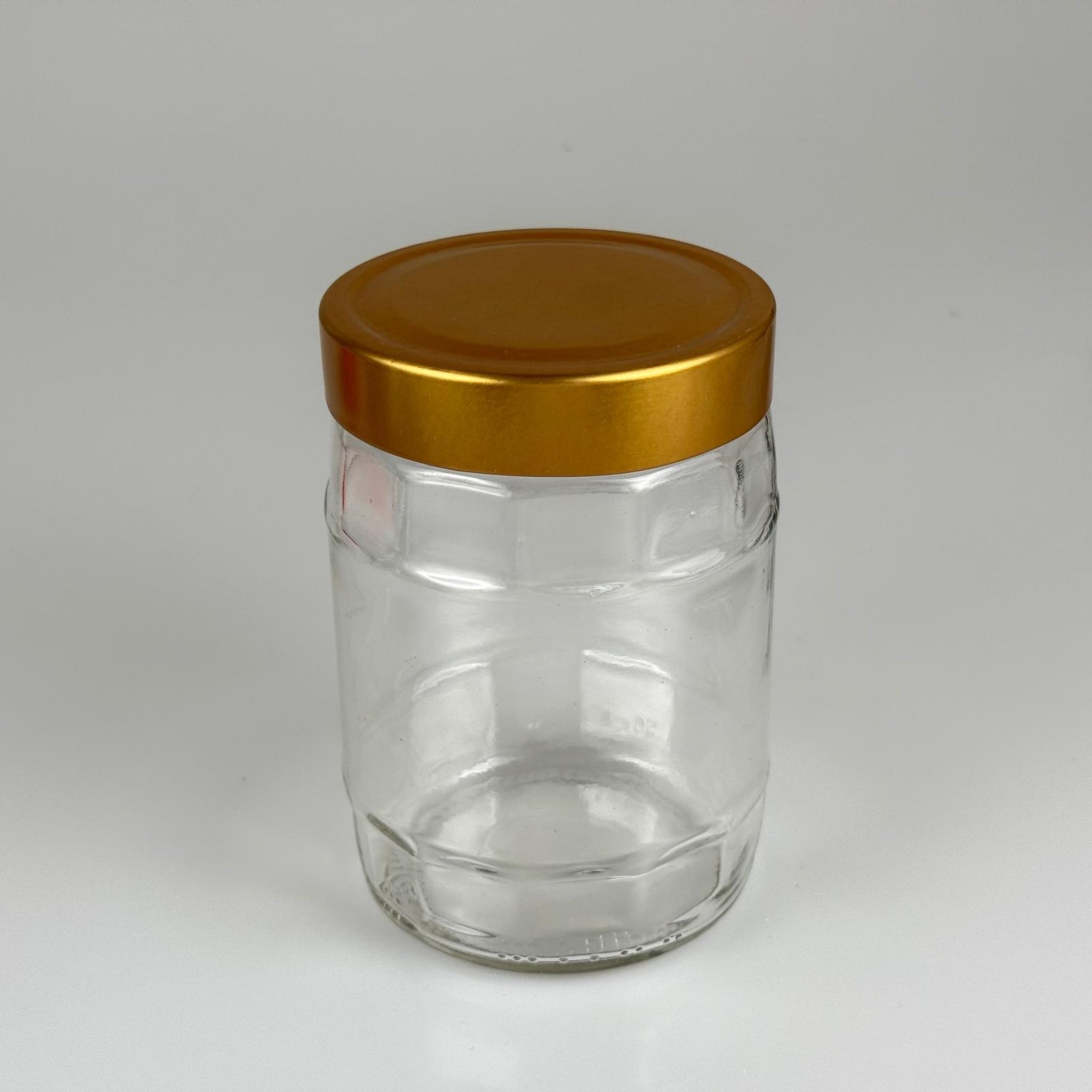 580 CC FIÇI KAVANOZ - DERİN GOLD LÜKS METAL KAPAKLI - 580 ML FIÇI MODEL CAM KAVANOZ