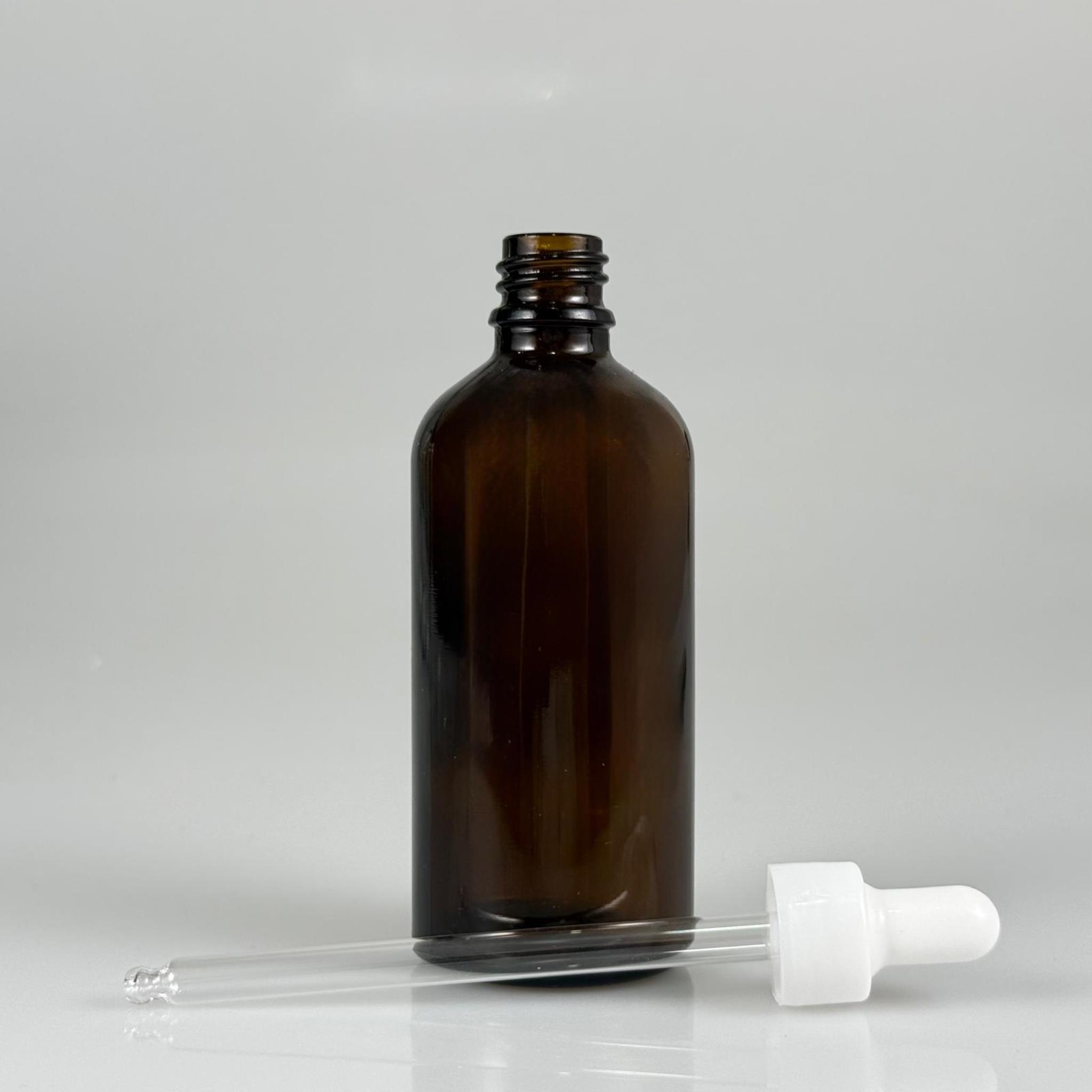 100 CC AMBER CAM DAMLALIKLI ŞİŞE - BEYAZ EMZİK + BEYAZ DÜZ KAPAK + CAM PİPET TAKIM - 100 ML KAHVERENGİ DAMLALIKLI ŞİŞE SETİ