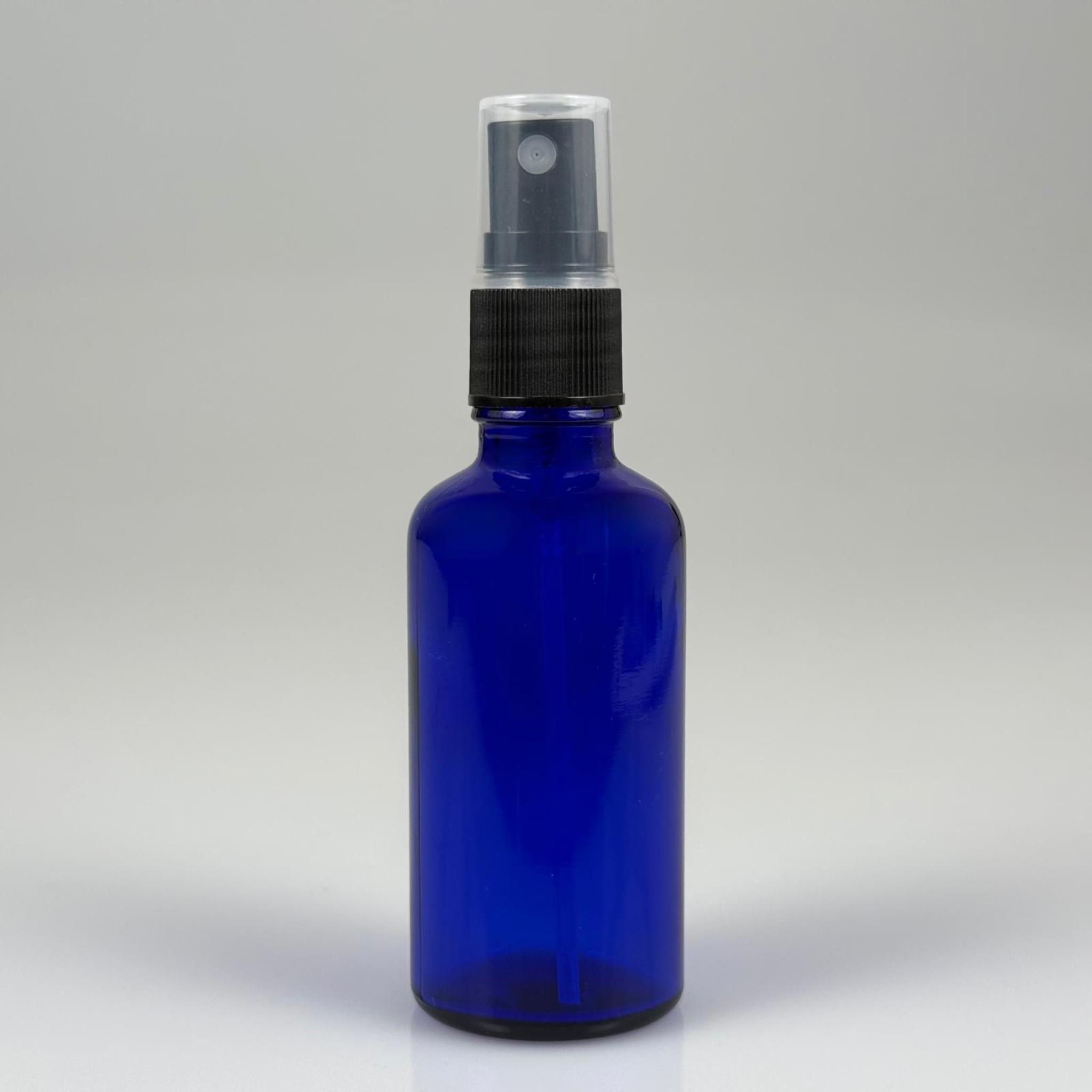 50 CC MAVİ CAM ŞİŞE - SİYAH SPREYLİ TAKIM - 50 ML SİYAH SPREYLİ MAVİ CAM ŞİŞE