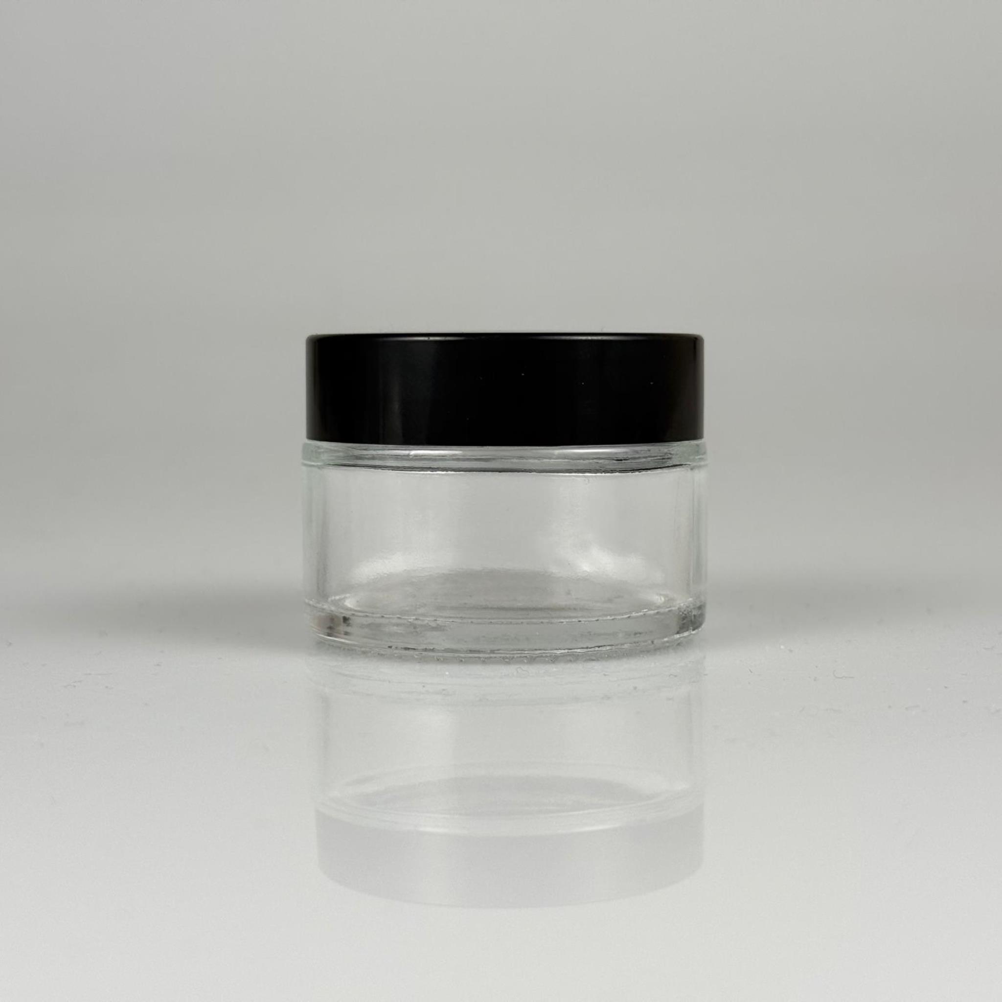 30 CC ŞEFFAF CAM KREM KAVANOZU + SİYAH KAPAK + İÇ TIPA - 30 ML Kozmetik ve Bakım Ürünleri İçin Cam Kavanozları