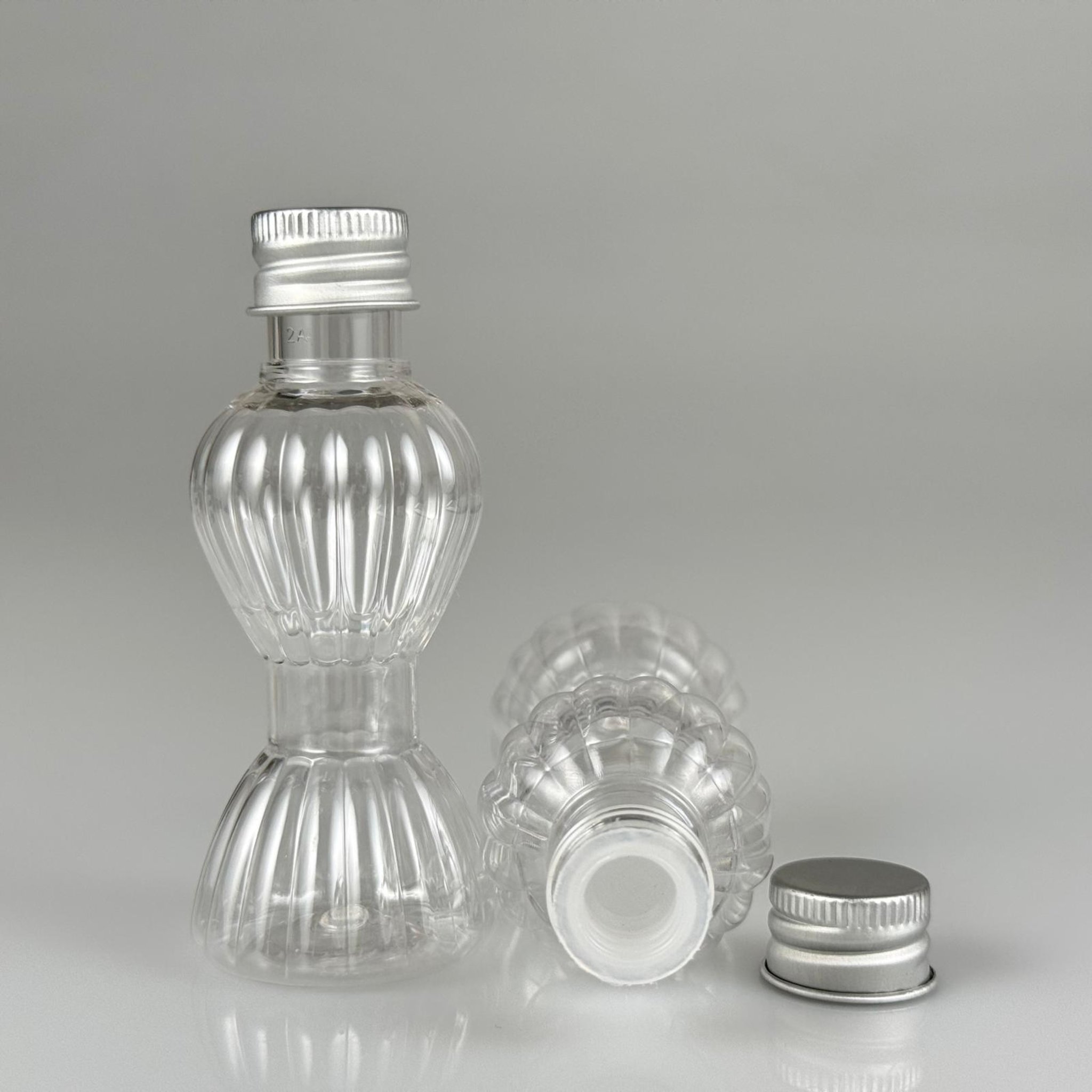 40 CC MİNİ PIRLANTA ŞİŞE + KÖPÜK CONTALI GÜMÜŞ ALÜMİNYUM METAL KAPAKLI + KÖR TIPALI TAKIM - 40 ML CAMPET ŞİŞE