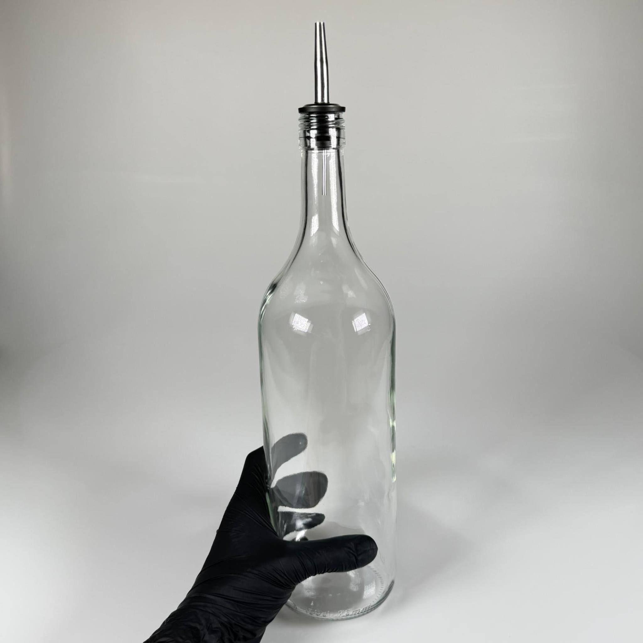 1500 CC ŞEFFAF CAM ŞİŞE - ÇELİK YAĞDANLIK TIPALI AKITICILI - 1,5 LİTRE YEŞİL CAM ŞİŞE - 1500 ML YAĞLIK SİRKELİK ŞİŞESİ