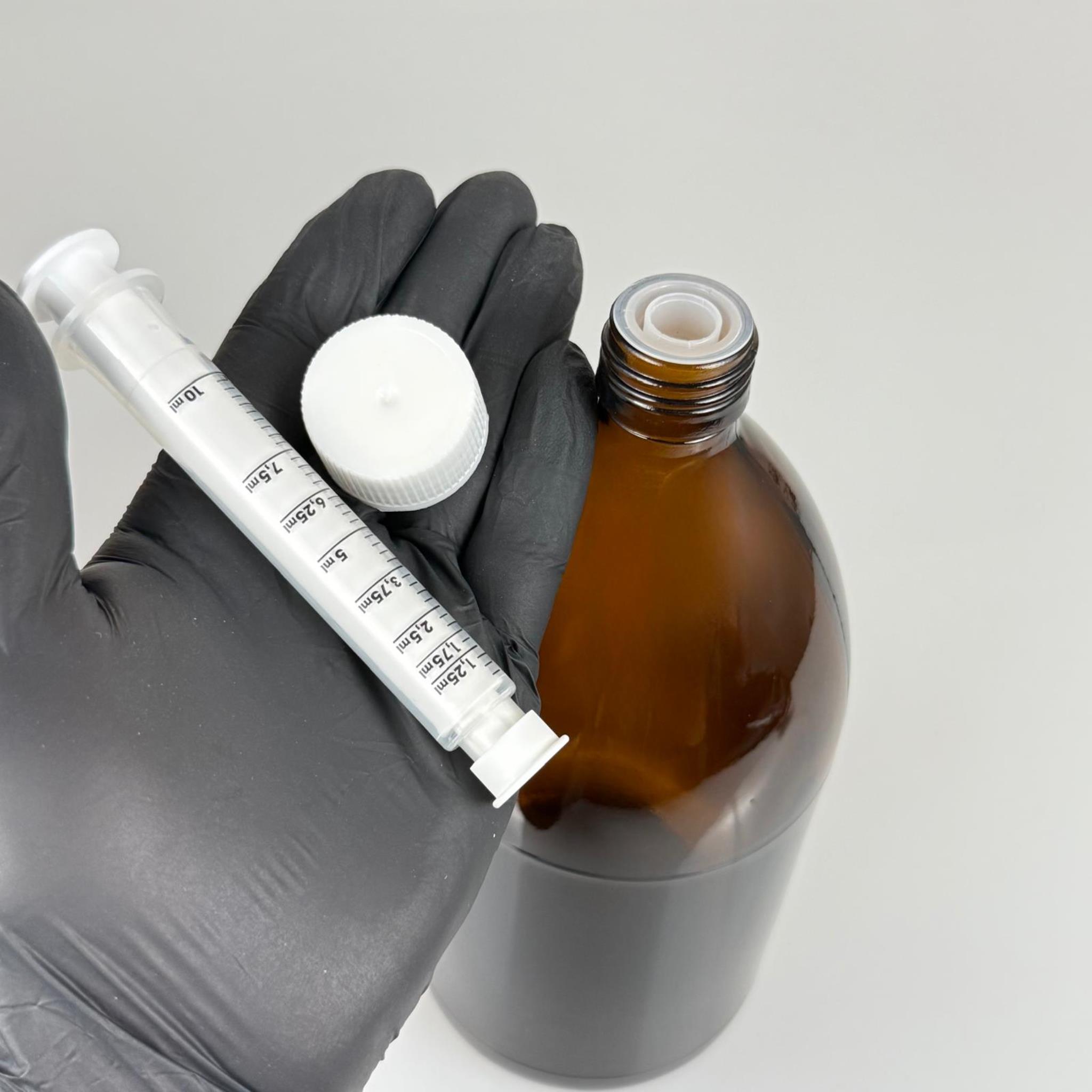 1000 ML CAM ECZA ŞİŞESİ + 10 ML DOZAJ PİPETİ + DOZAJ TIPASI + CONTALI PLASTİK KAPAK TAKIM