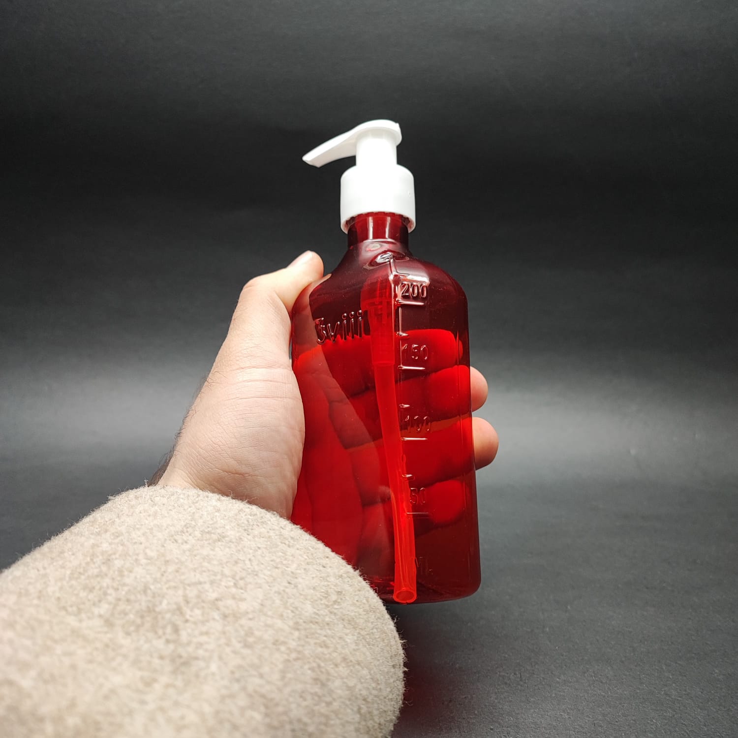 200 CC ÖLÇEKLİ PET ŞİŞE - BEYAZ SIVI SABUN POMPALI - 200 ML VE OZ ÖLÇÜLÜ KIRMIZI PET ŞİŞE