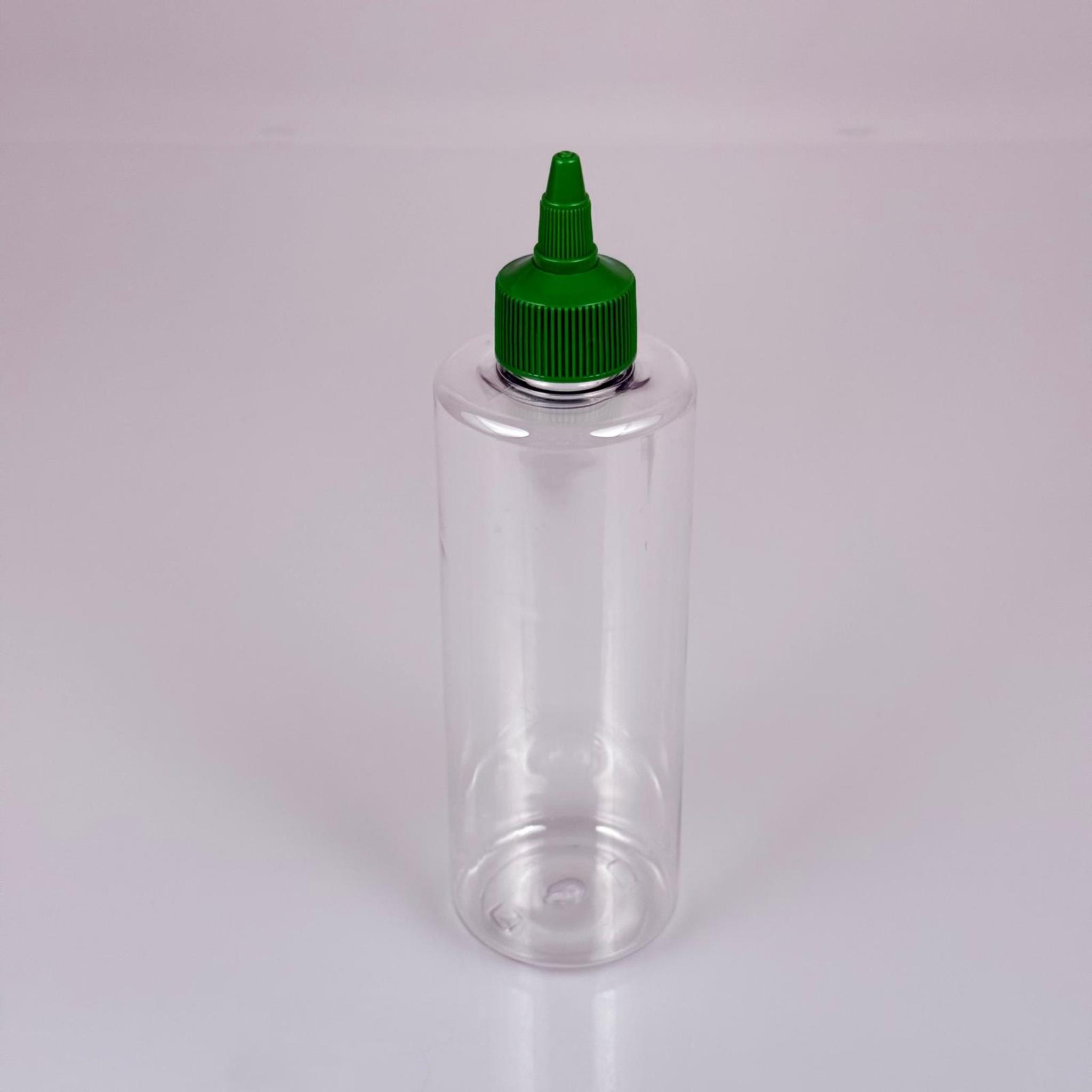 ZEYTİNYAĞI, SOS, ACI SOS, SİRKE, SRIRACHA VB BOŞ ŞİŞELERİ - YEŞİL SİVRİ TWİST AKITICI KAPAK + 400 ML ŞEFFAF PET PLASTİK ŞİŞE TAKIM
