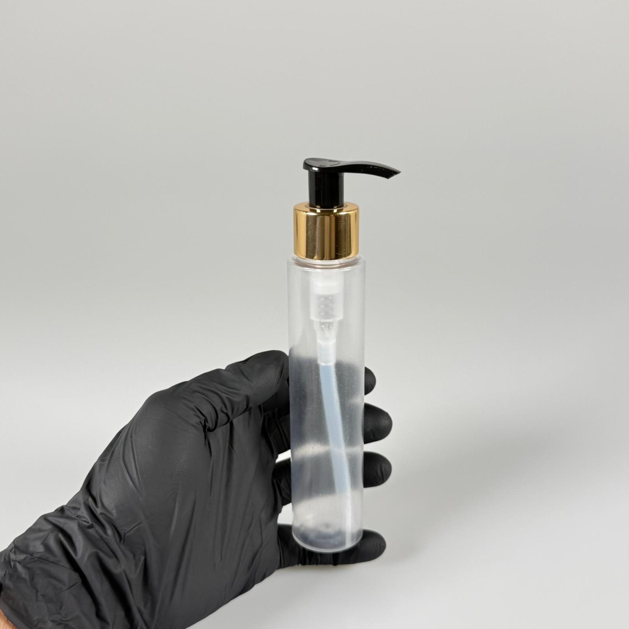 100 CC UZUN SİLİNDİR BUĞULU PET ŞİŞE (24 GR)  - GOLD SABUN POMPALI - 100 ML BİBERİYE SUYU, LAVANTA YAĞI, SAÇ SERUM, TONİK VB İÇİN PLASTİK KOZMETİK AMBALAJLARI