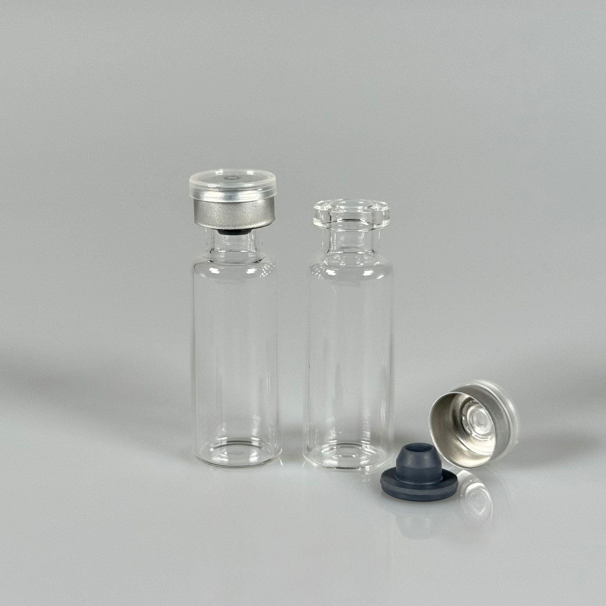 4 ML vial flakon şişe - 13 ağız 4 cc şeffaf cam ilaç şişesi + kauçuk butil enjektör tıpası + gümüş alüminyum kapaklı takım