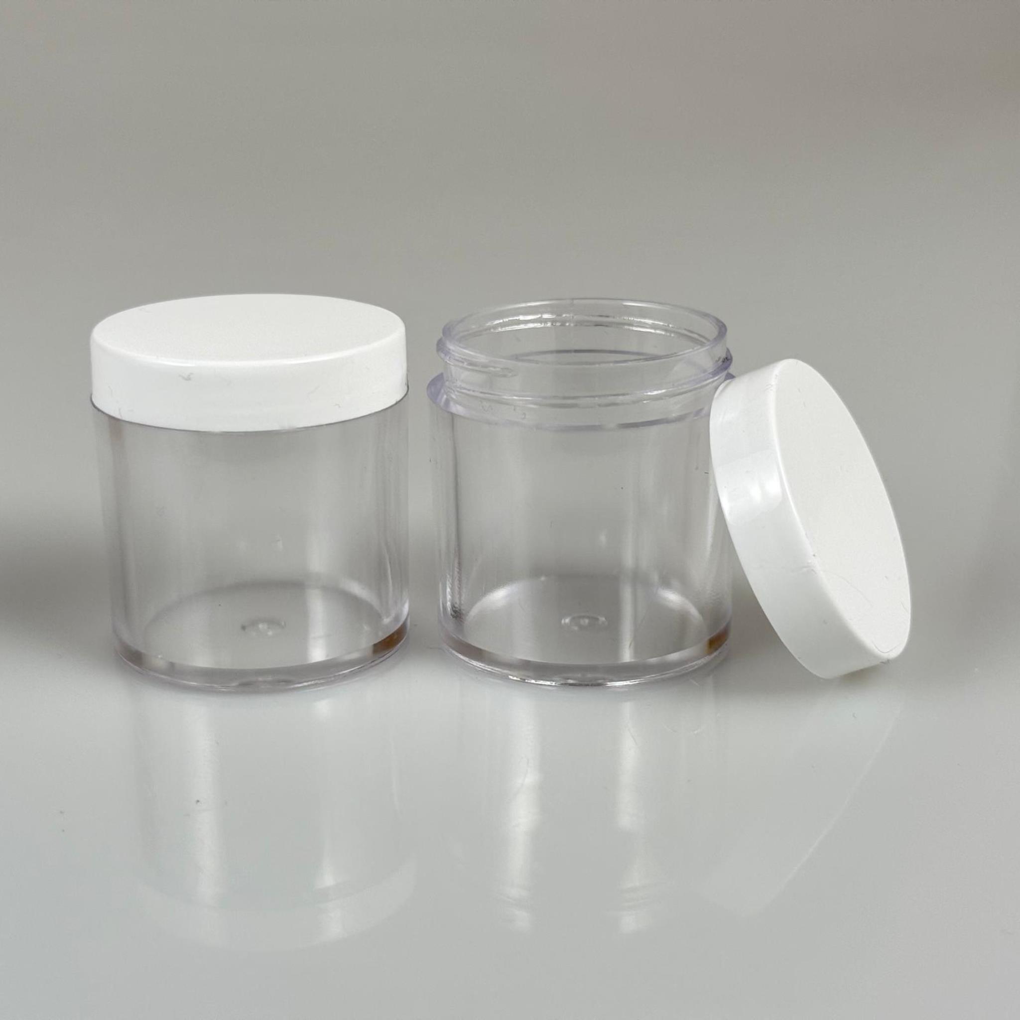 30 CC KRİSTAL KAVANOZ - BEYAZ PLASTİK KAPAKLI - 30 ML KREM KAVANOZ KALIN ŞEFFAF PLASTİK MİKA AKRİLİK