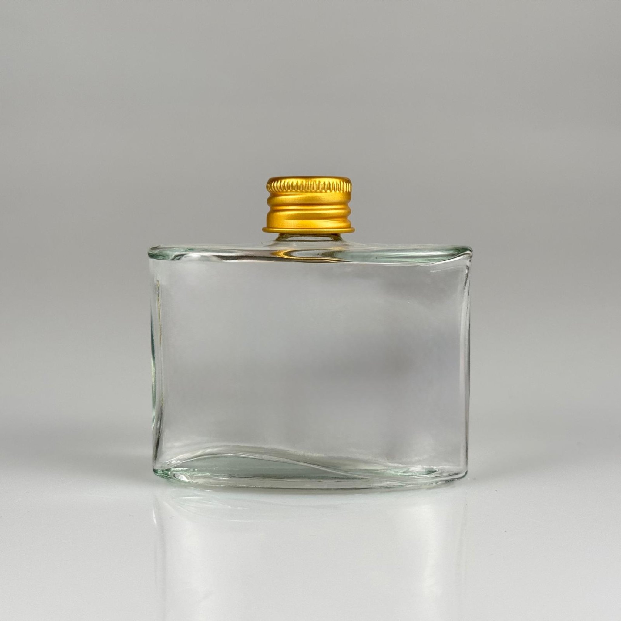 50 CC YASSI KÖŞELİ CAM ŞİŞE + GOLD ALÜMİNYUM METAL KAPAKLI TAKIM - 50 ML ŞEFFAF CAM ŞİŞE