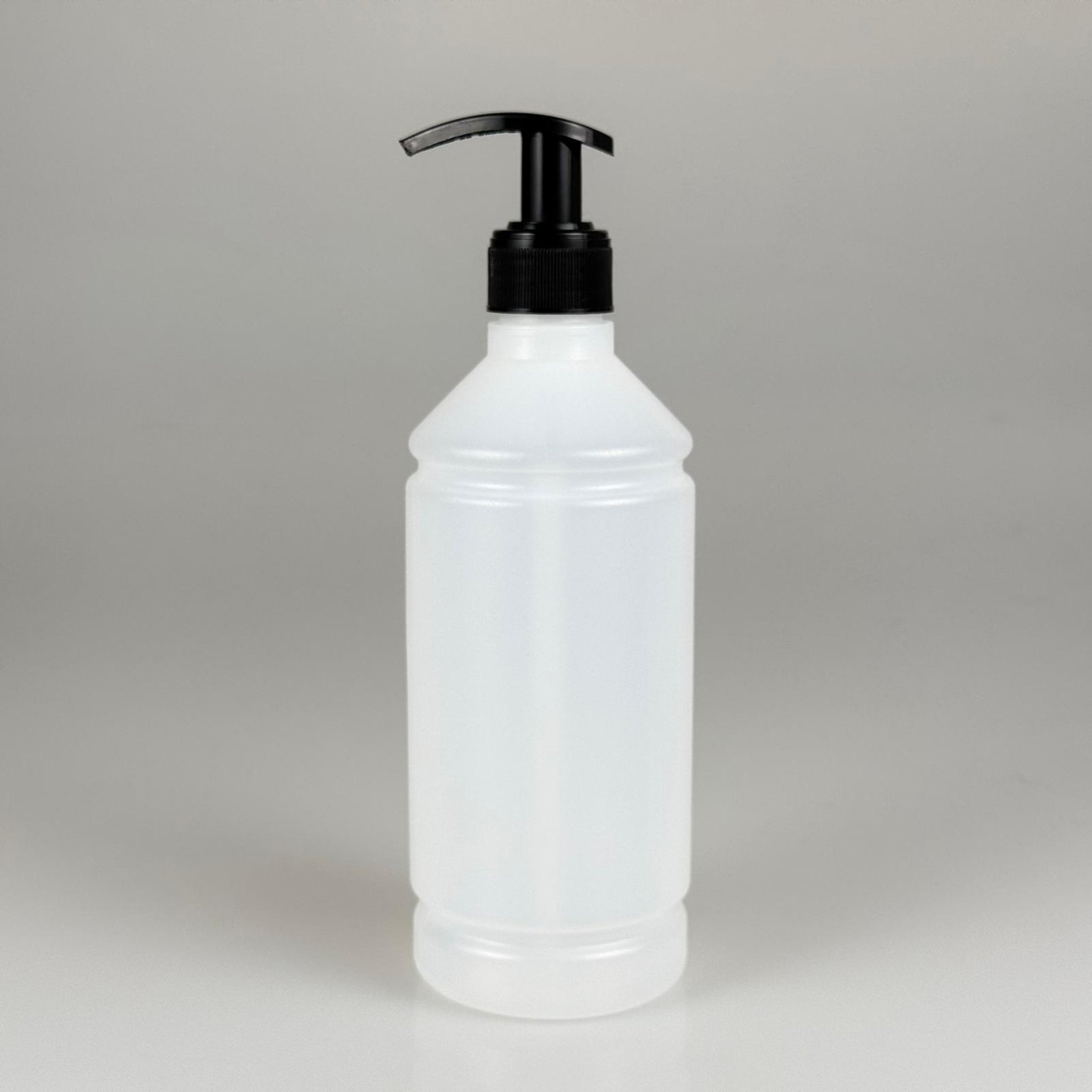 POMPALI ŞİŞE - 500 CC HDPE POLİETİLEN PLASTİK SİLİNDİR ŞEFFAF ŞİŞE + 28 MM POMPA SİYAH TAKIM