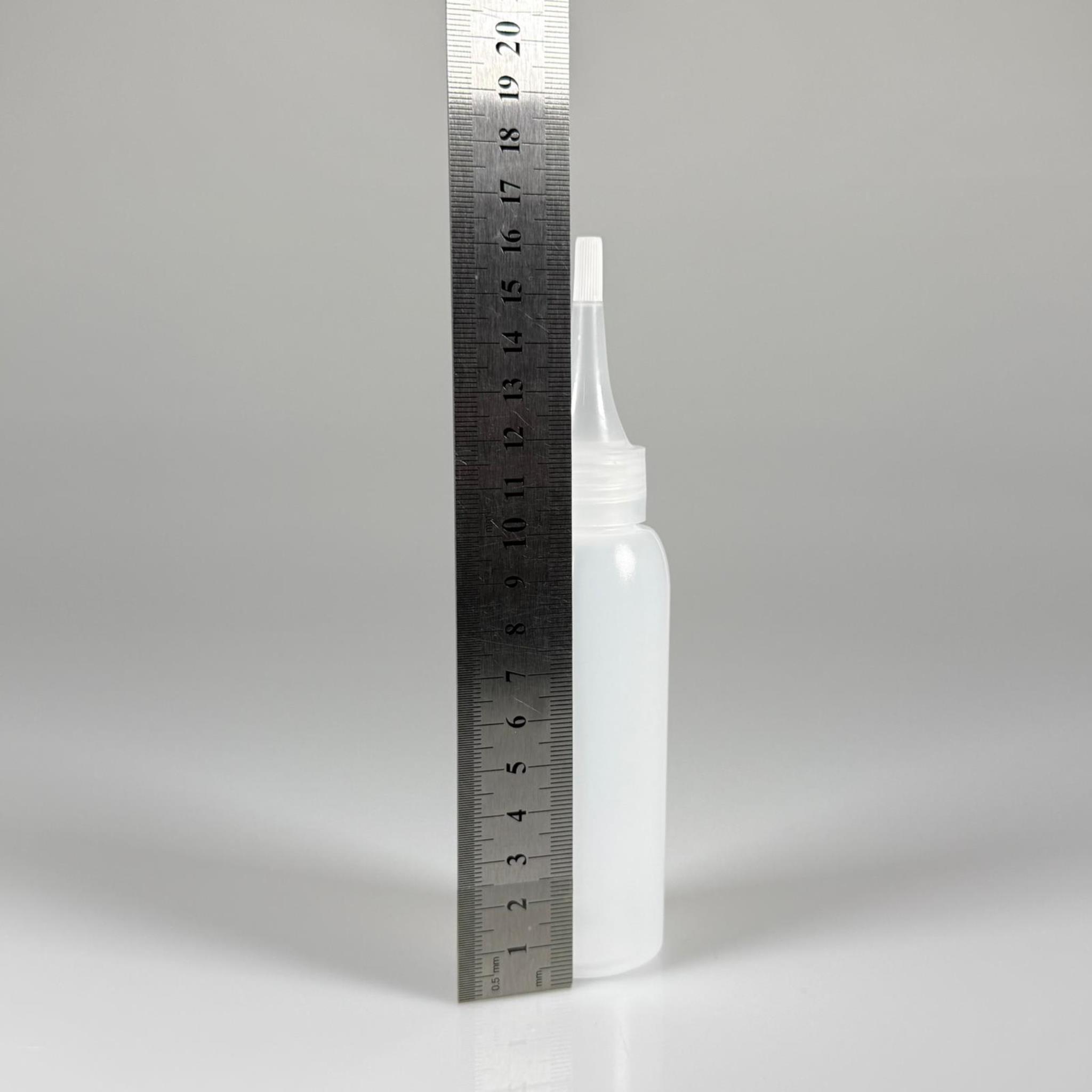 100 ML SIKILABİLİR YUMUŞAK PE PLASTİK ŞİŞE - ŞEFFAF AKITICI SİVRİ KARTUŞ KAPAKLI - 100 cc sos, yağ, kartuş, mürekkep vb için boş şişeler