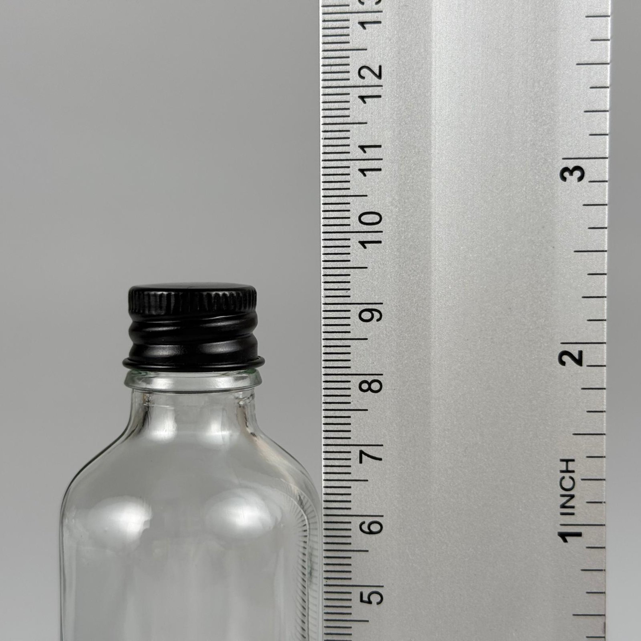 50 CC ŞEFFAF CAM ŞİŞE + KÖPÜK CONTALI SİYAH ALÜMİNYUM METAL KAPAKLI TAKIM - 50 ML ŞEFFAF CAM ŞİŞE