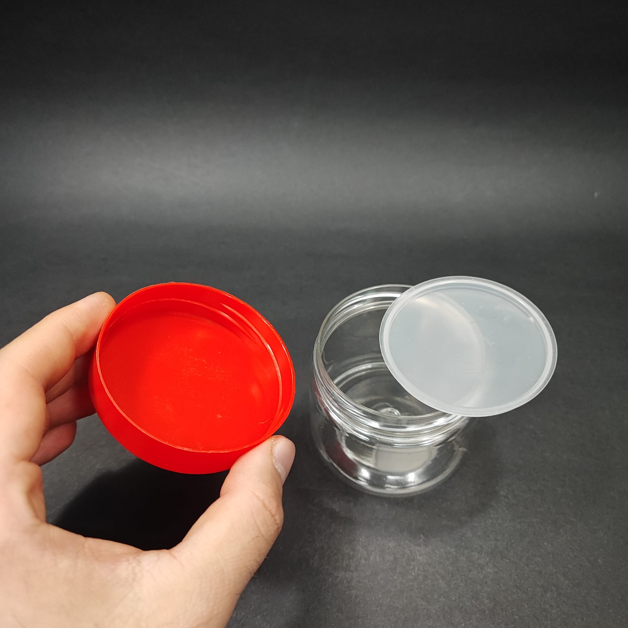 100 CC PET KAVANOZ- KIRMIZI KAPAKLI + İÇ TIPALI - 100 ML PLASTİK KAVANOZ - KREM KAVANOZU