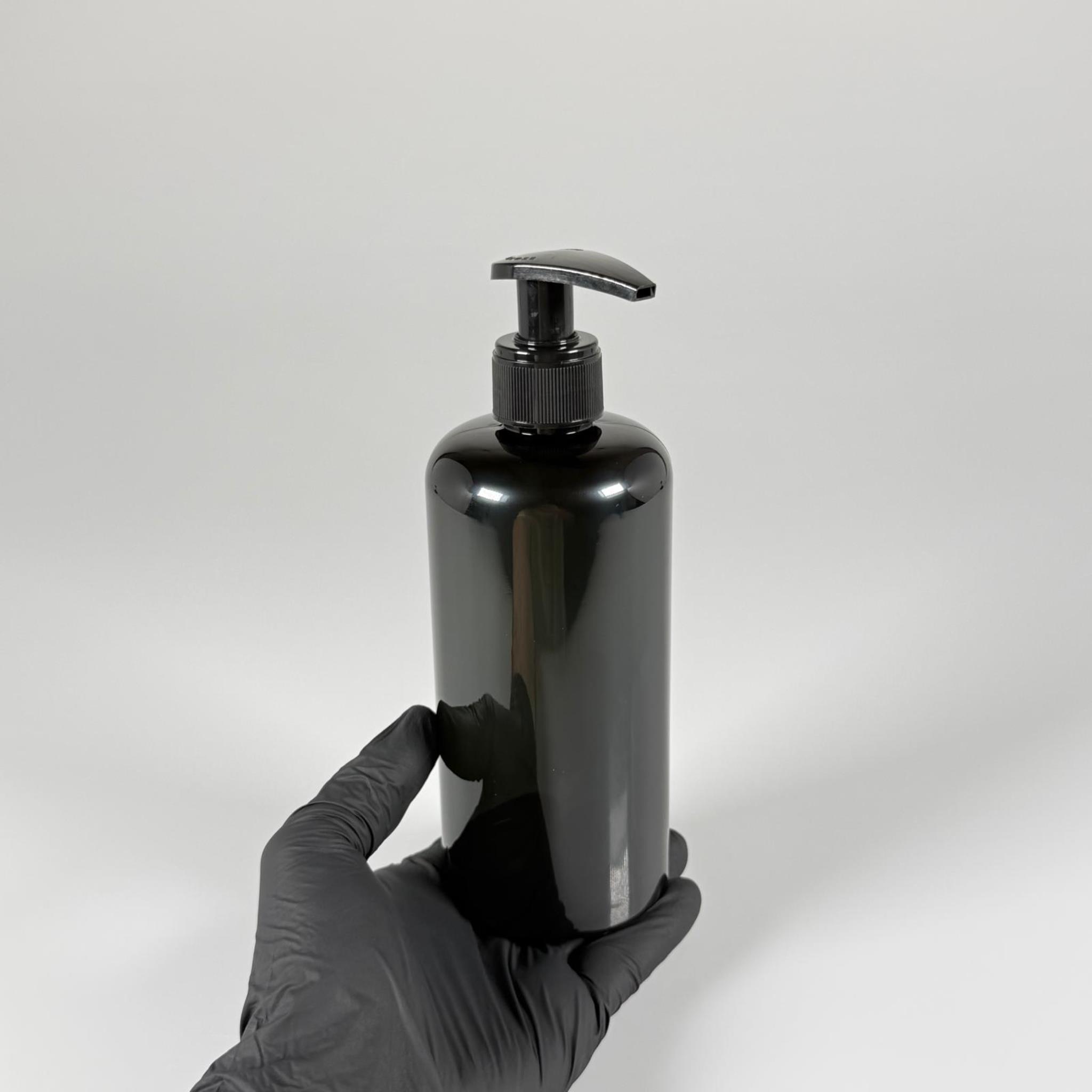 500 CC SİYAH UZUN SİLİNDİR PET ŞİŞE KALIN (26 GR) - SİYAH SIVI SABUN POMPALI - 28 AĞIZ - 500 ML PET ŞİŞE