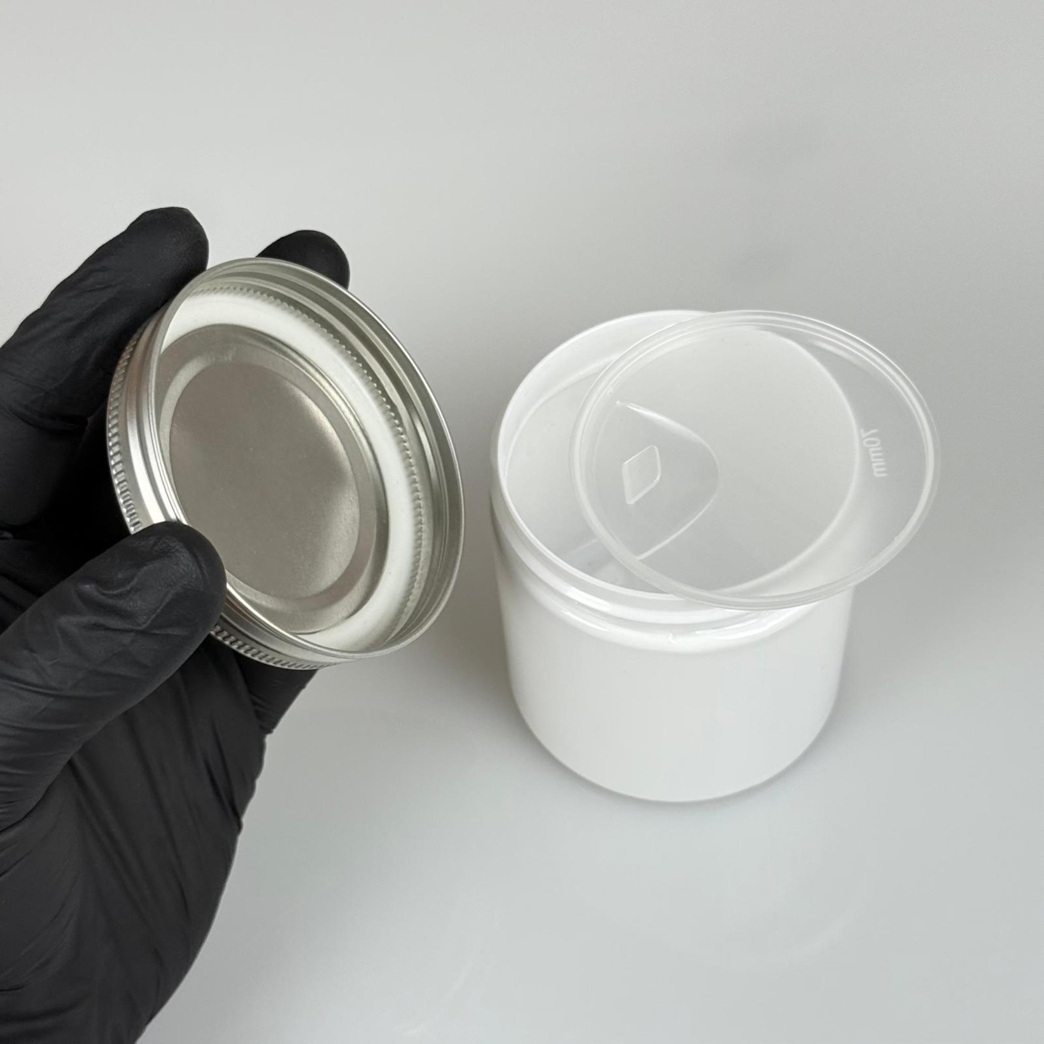 250 ML SERT PET KAVANOZ + GÜMÜŞ METAL KAPAK + İÇ TIPA - 250 CC KALIN BEYAZ PLASTİK KAVANOZ GÜMÜŞ METAL KAPAKLI İÇ TIPALI TAKIM - KREM KAVANOZLARI