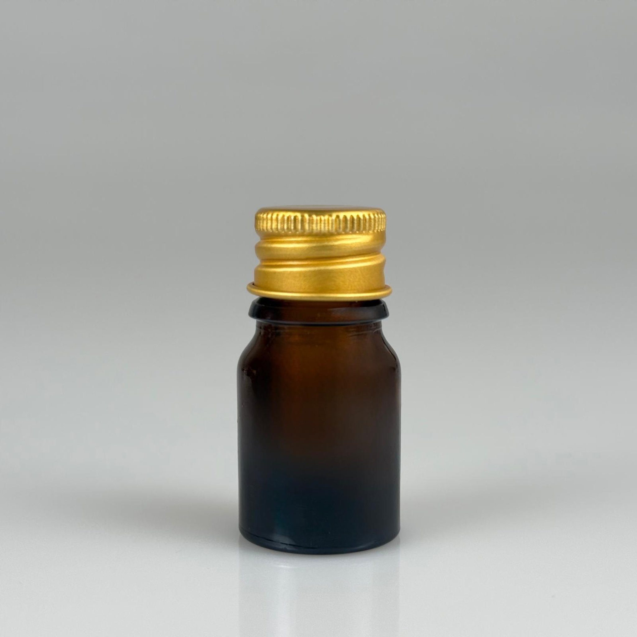 3 CC AMBER CAM ŞİŞE + KÖPÜK CONTALI GOLD ALÜMİNYUM METAL KAPAKLI TAKIM - 3 ML KAHVERENGİCAM ŞİŞE