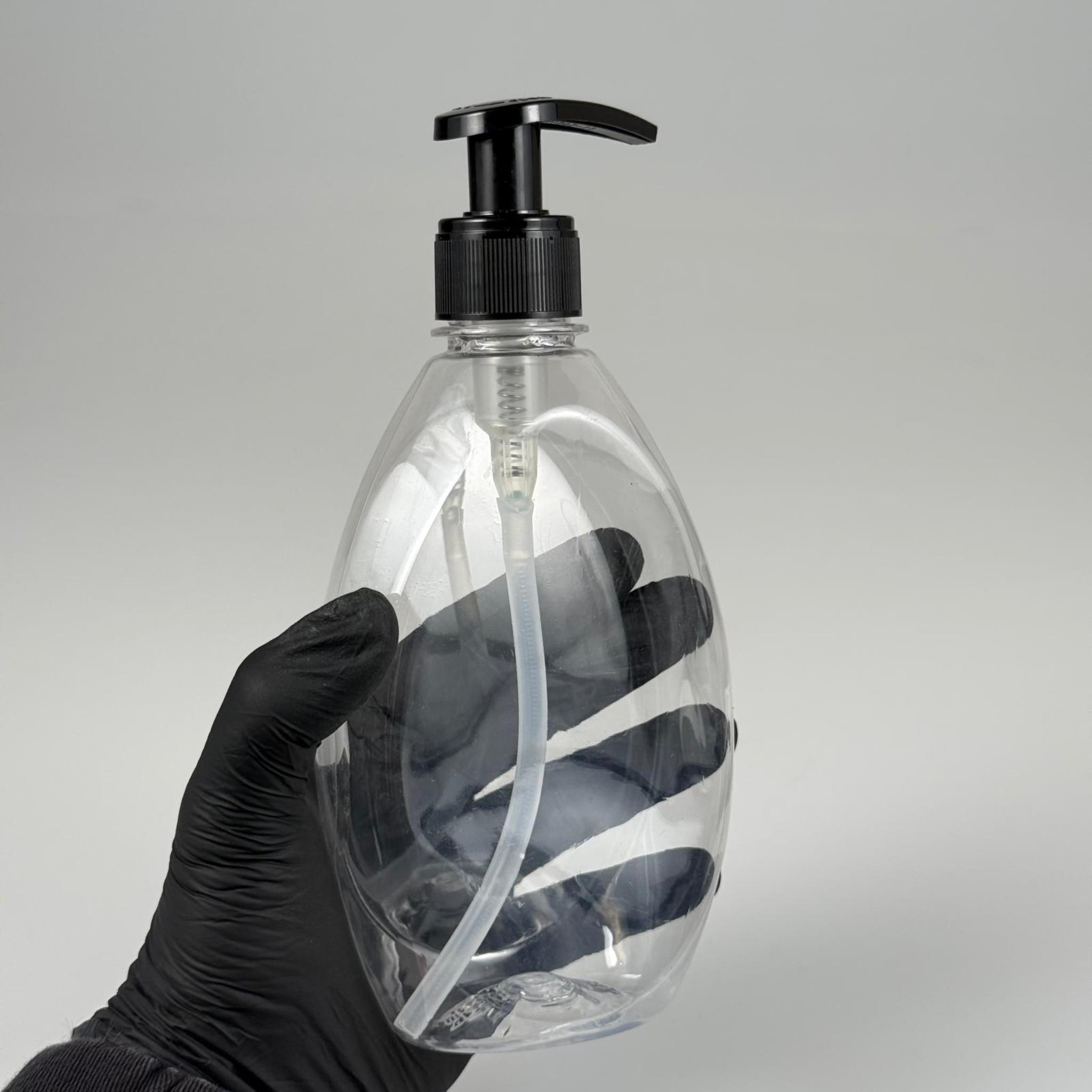 400 CC YASSI PET ŞİŞE - SİYAH SIVI SABUN POMPALI - 400 ML PLASTİK ŞİŞE
