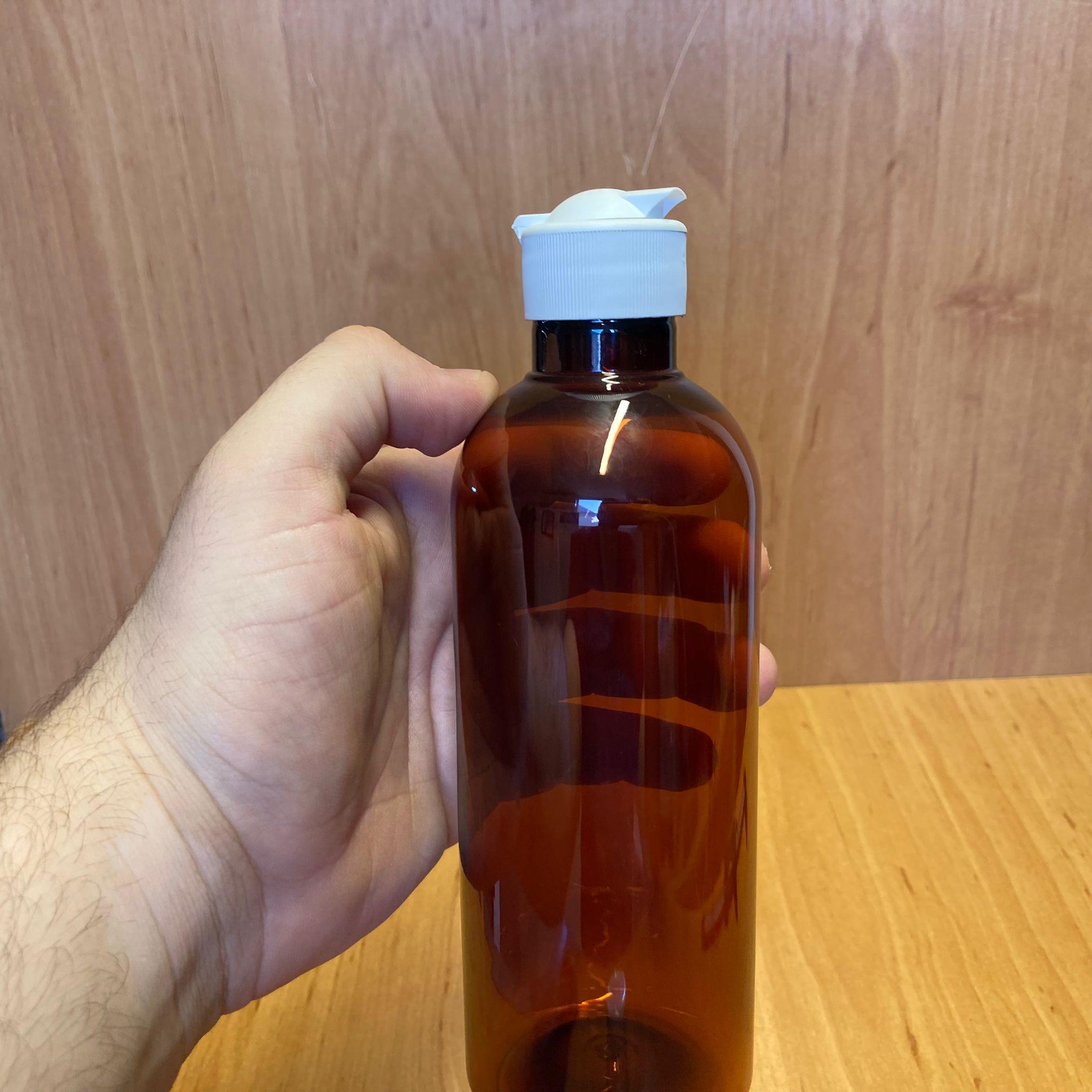 400 CC AMBER PLASTİK ŞAMPUAN ŞİŞESİ - BEYAZ AKITICILI FLİPTOP KAPAKLI - 400 ML KAHVERENGİ BOŞ PLASTİK ŞİŞE - AÇILIR KAPANIR KAPAKLI