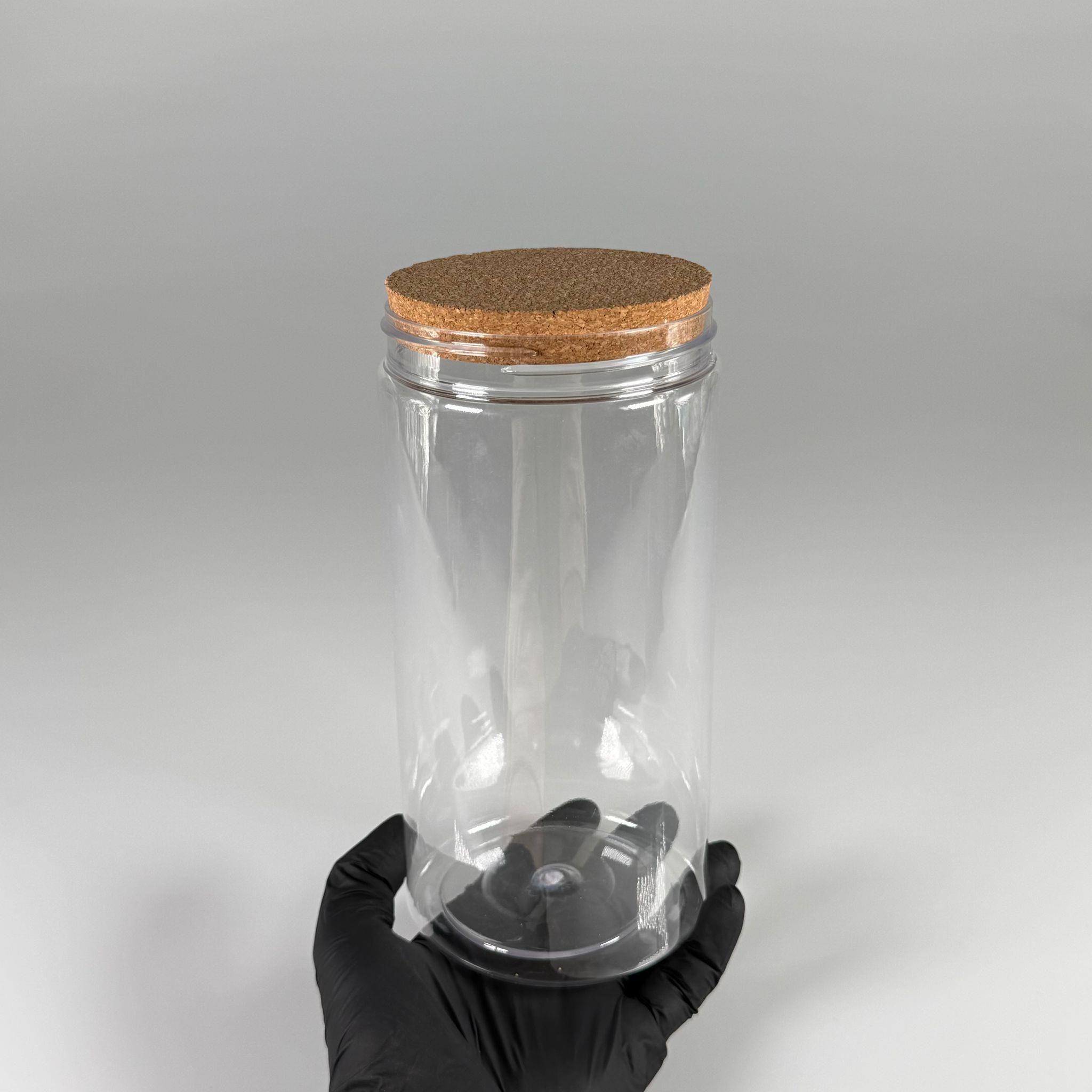 AHŞAP KAPAKLI PLASTİK SAKLAMA KABI - 1500 ML SERT PET KAVANOZ + AHŞAP MANTAR KAPAK SET - mutfak, raf düzenleyicileri