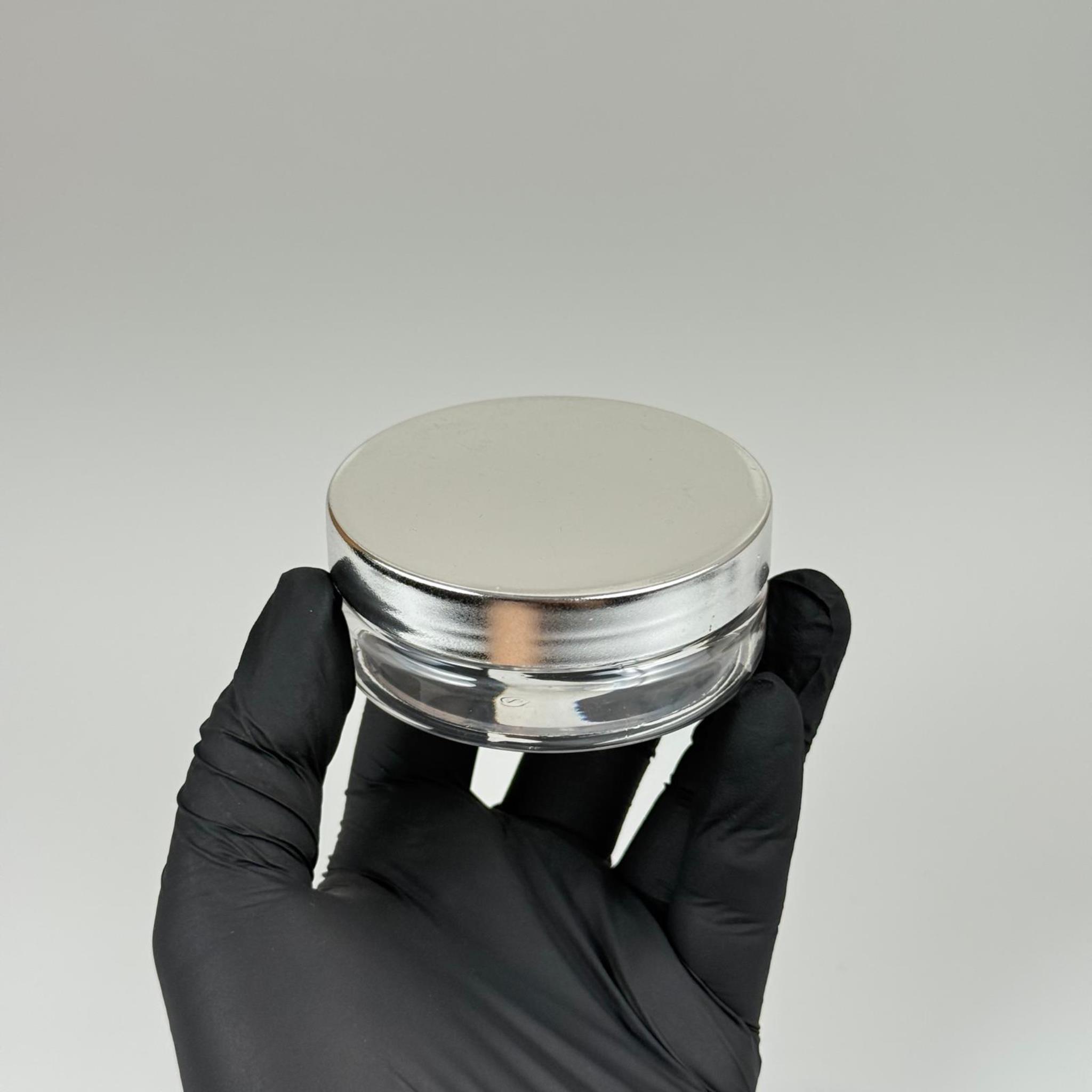 50 ML SERT PET KAVANOZ + GÜMÜŞ KAPLAMALI PLASTİK KAPAK + İÇ TIPA - 50 CC KALIN ŞEFFAF PLASTİK KAVANOZ GÜMÜŞ KAPLAMALI PLASTİK KAPAKLI İÇ TIPALI TAKIM - KREM KAVANOZLARI