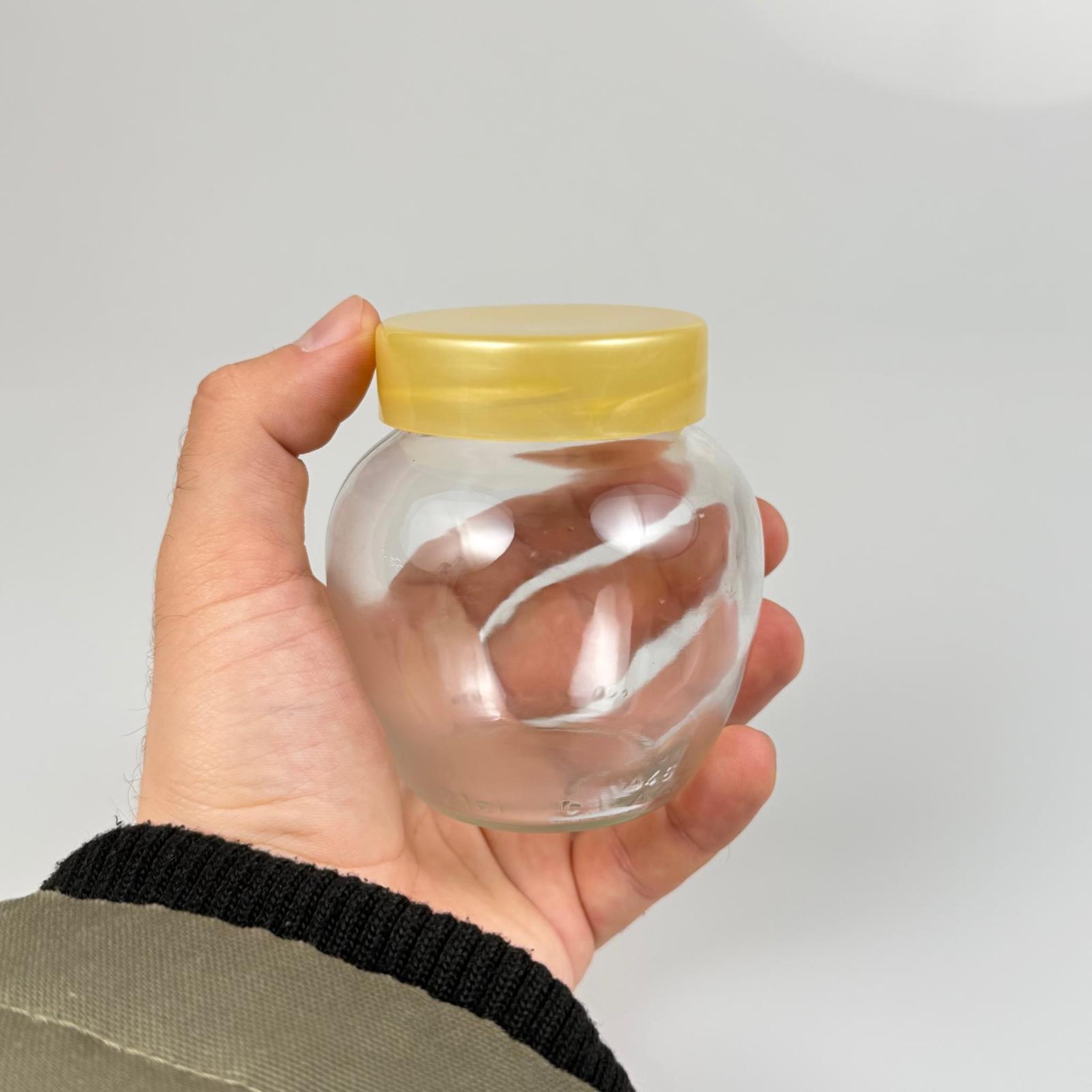 210 CC YUMURTA CAM KAVANOZ + GOLD PLASTİK KAPAK - 210 ML PLASTİK KAPAKLI CAM KAVANOZ
